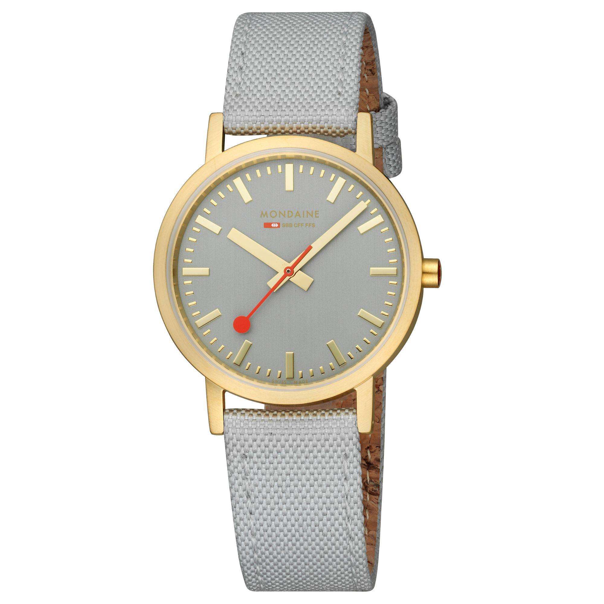 Mondaine Classic Good Gray Dial Textile Strap Unisex Watch A660.30314.80SBU