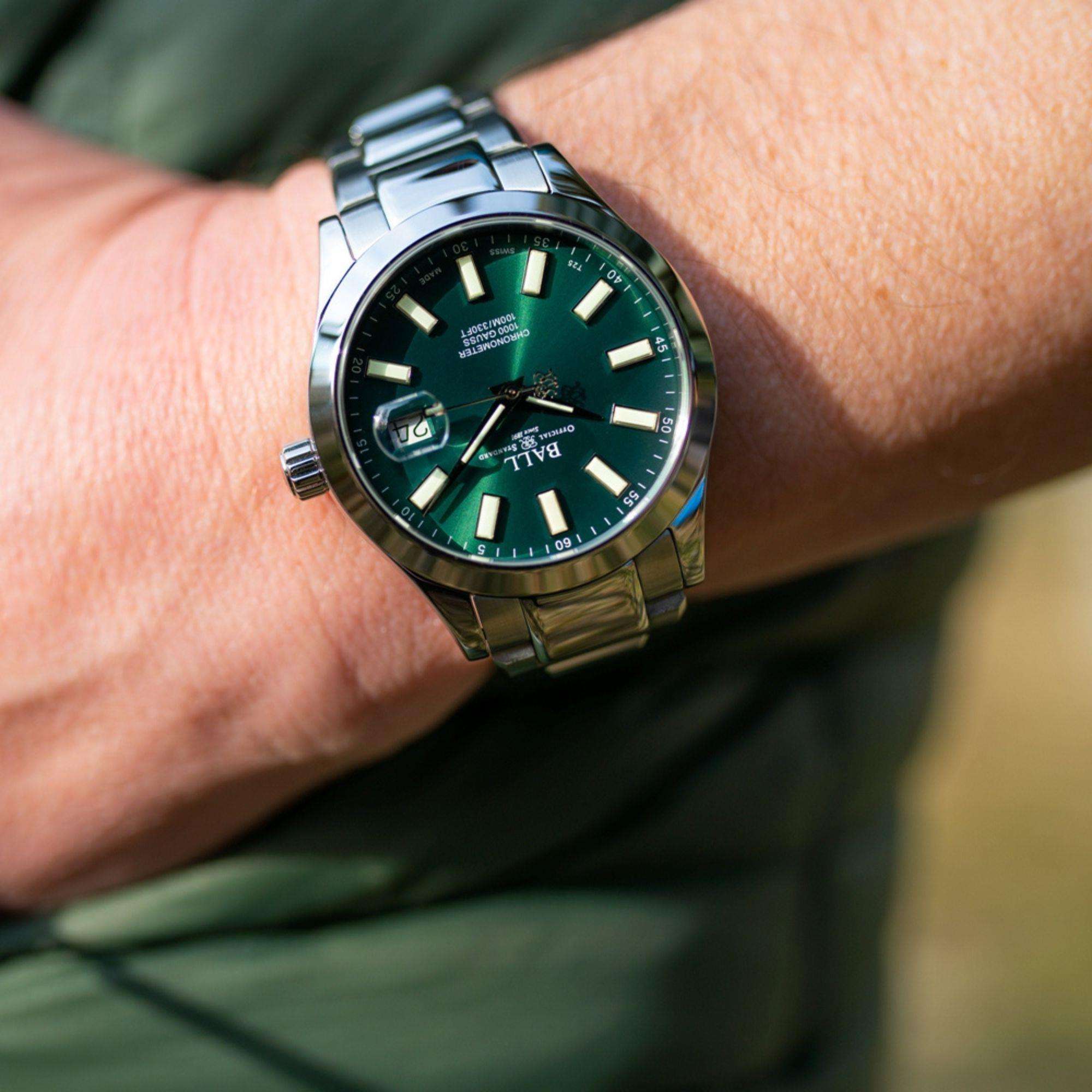 Ball Engineer III Marvelight Chronometer Green Dial Stainless Steel Bracelet Mens Watch NM9026C-S6CJ-GR