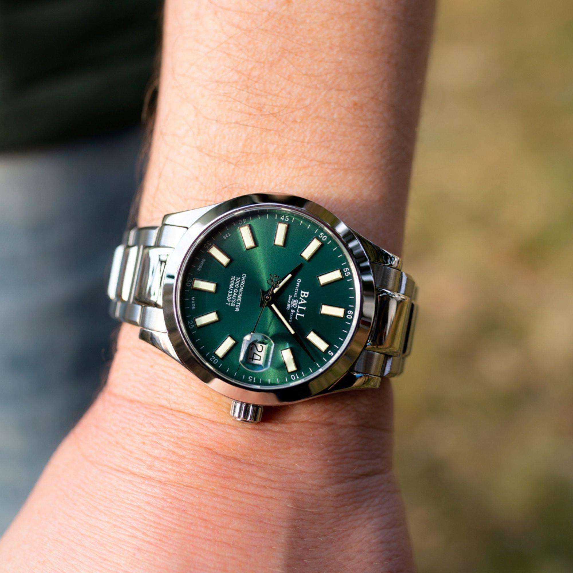 Ball Engineer III Marvelight Chronometer Green Dial Stainless Steel Bracelet Mens Watch NM9026C-S6CJ-GR