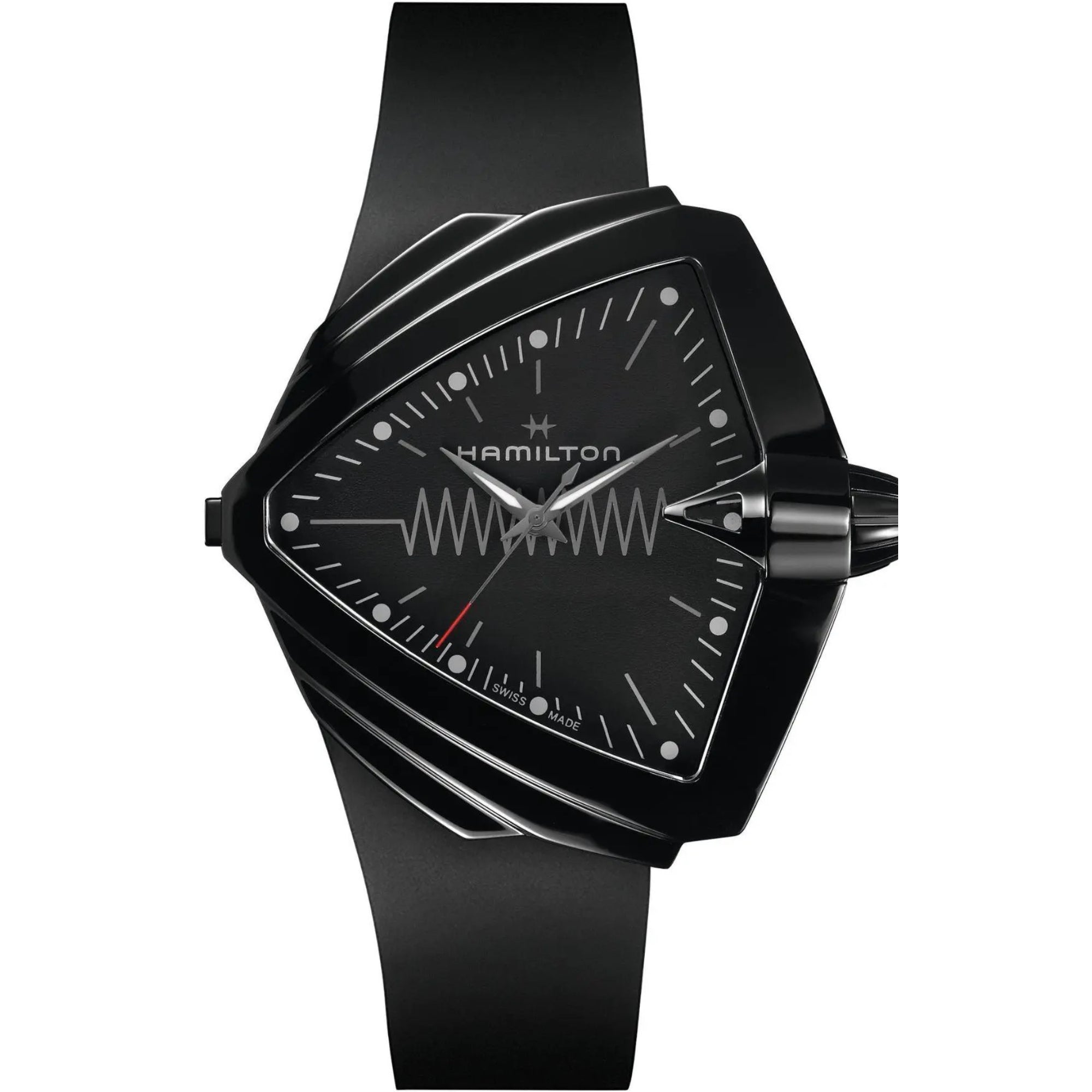Hamilton Ventura XXL Bright Black Dial Black Silicone Strap Men's Watch H24604330