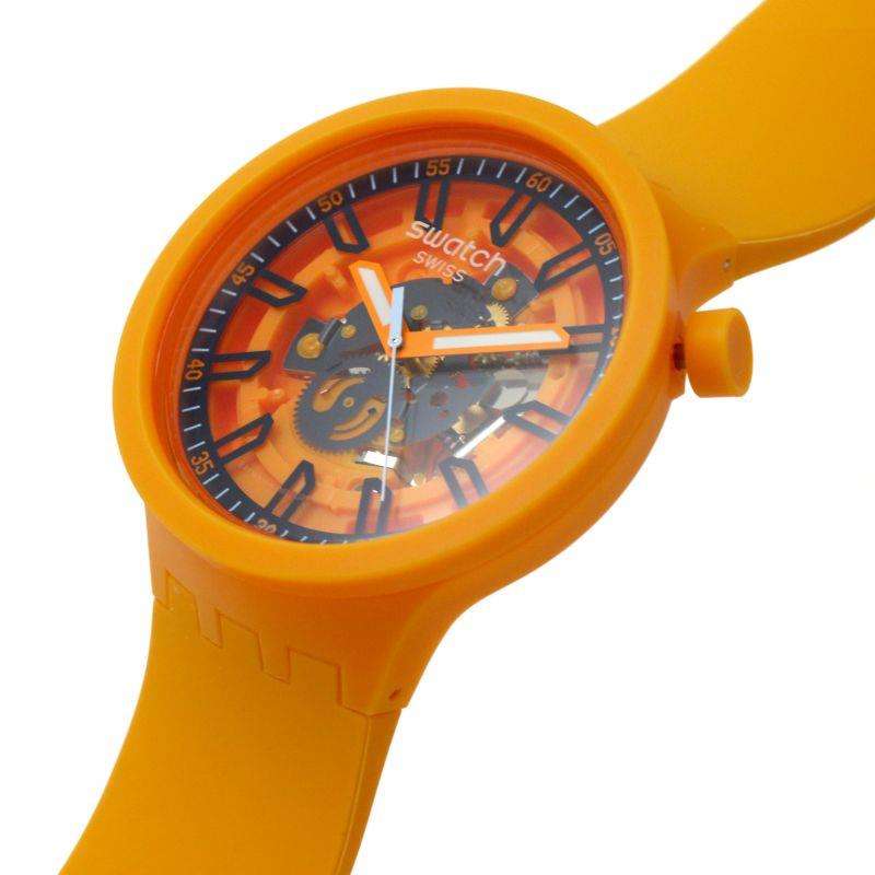 Swatch Fresh Orange Skeleton Dial & Orange Strap Unisex Watch SB01O101
