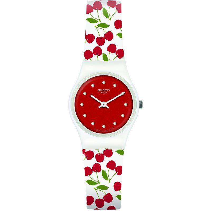 Swatch Cerise Moi Quartz Movement Red Dial Rubber Bracelet Women's Watch LW167
