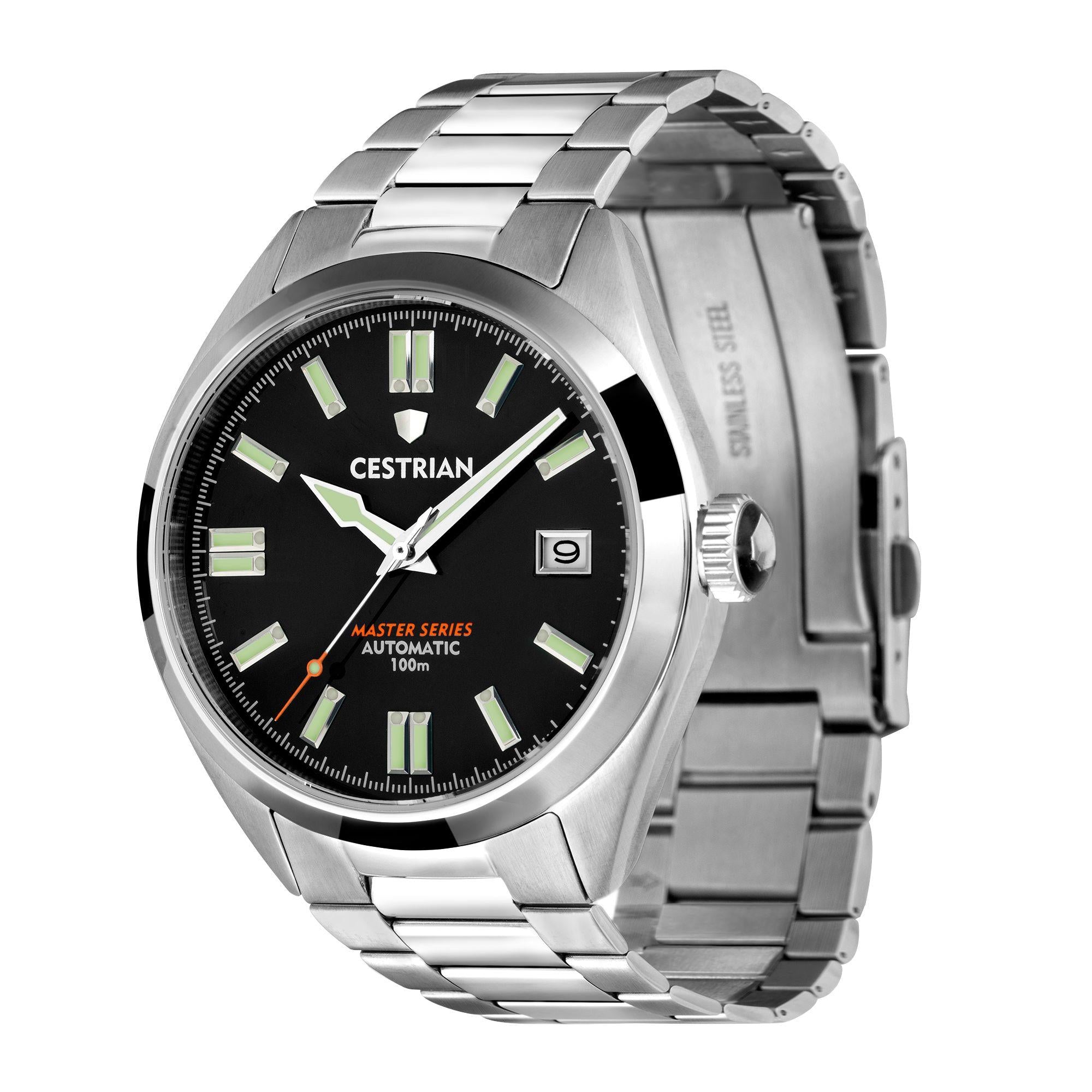 Cestrian Master Series Black Dial Steel Bracelet Automatic Men's Watch CM111B0660V1