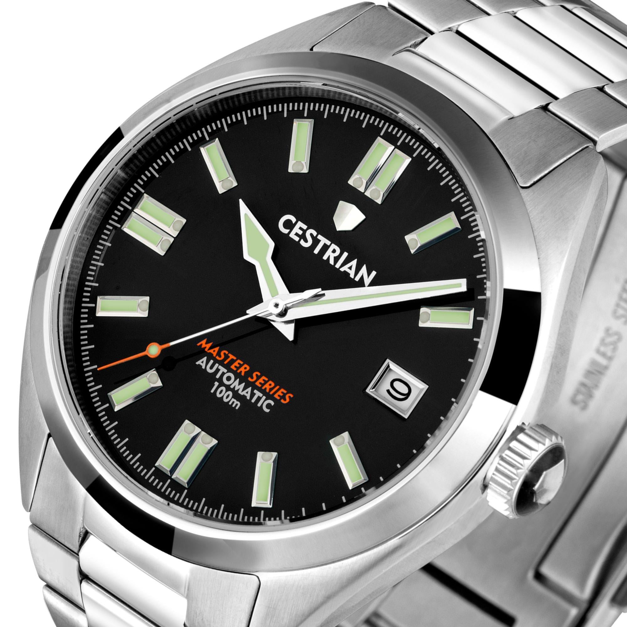 Cestrian Master Series Black Dial Steel Bracelet Automatic Men's Watch CM111B0660V1