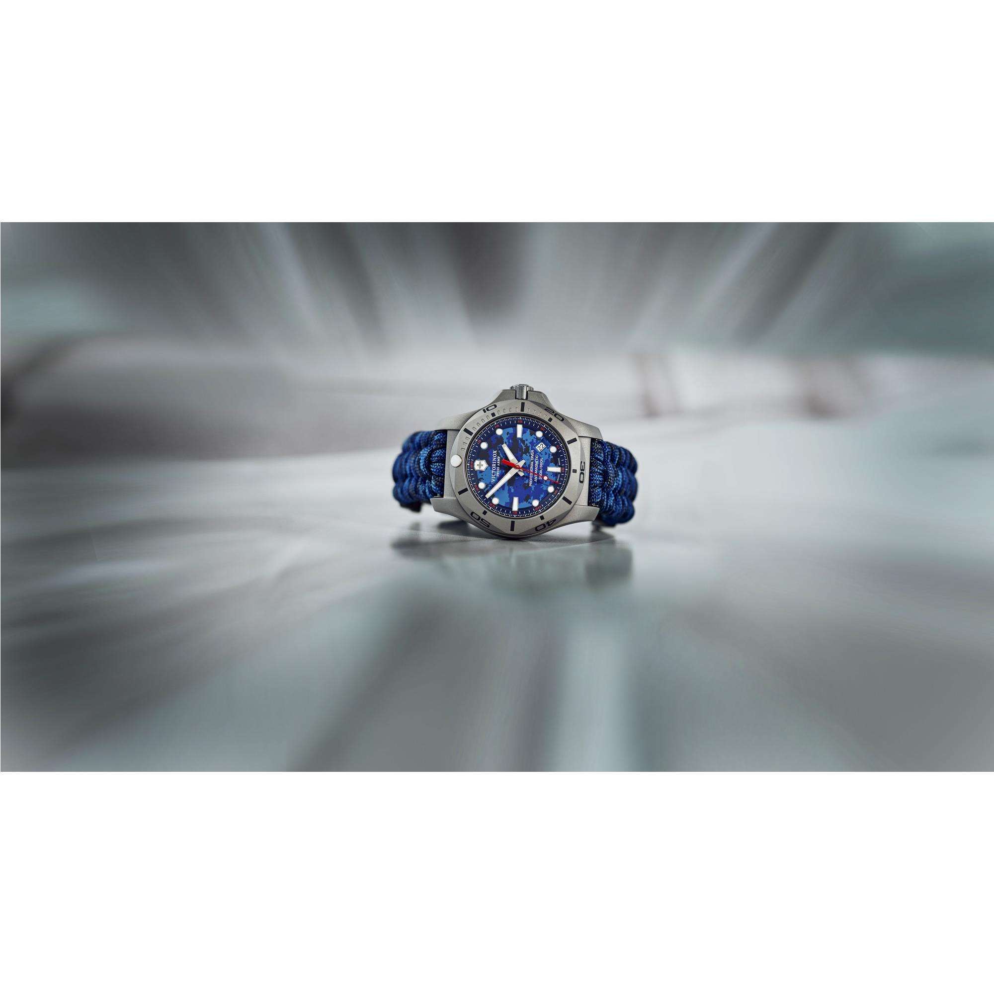 Victorinox I.N.O.X. Pro Diver Titan Blue Camo Dial Blue Camo Paracord Strap Men's Watch 241813.2