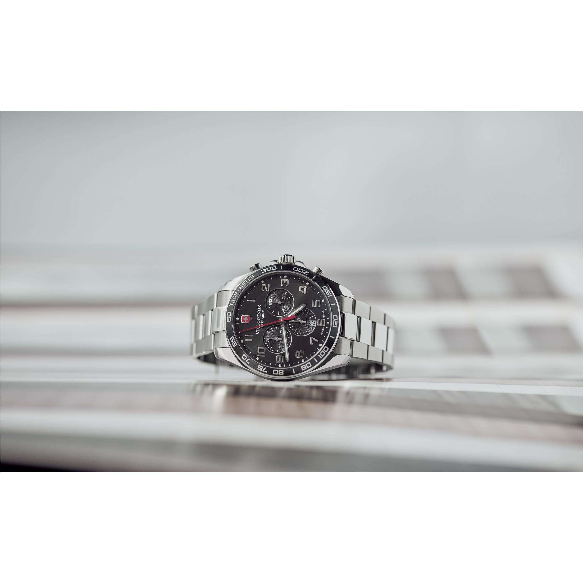 Victorinox FieldForce Classic Chrono Black Dial Stainless Steel Bracelet Men's Watch 241899