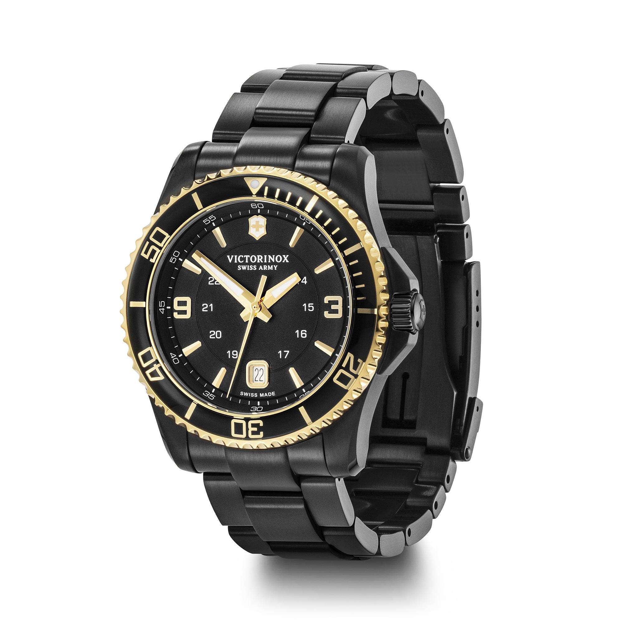 Victorinox Maverick Black Dial Black Stainless Steel Bracelet Men's Watch 241884