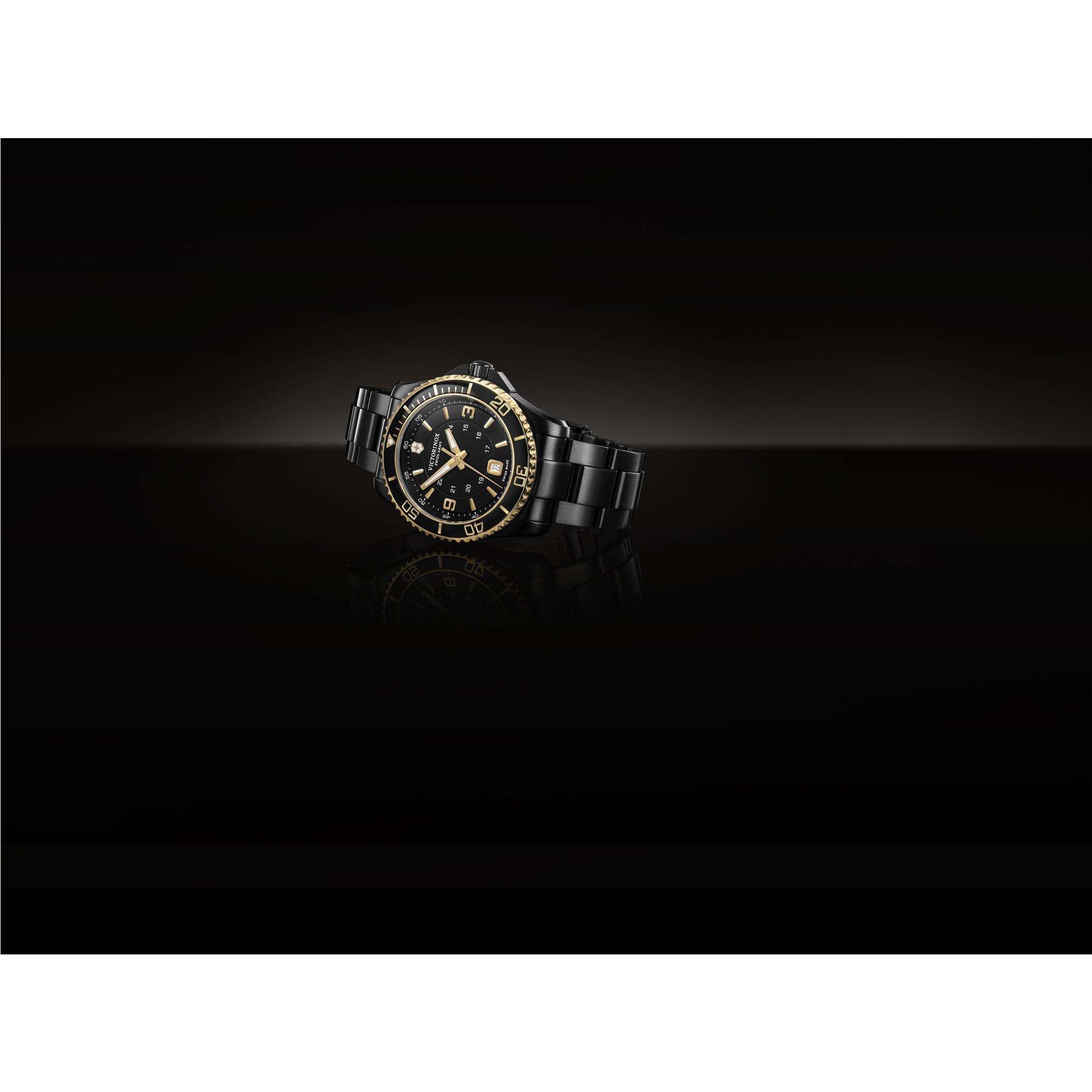 Victorinox Maverick Black Dial Black Stainless Steel Bracelet Men's Watch 241884