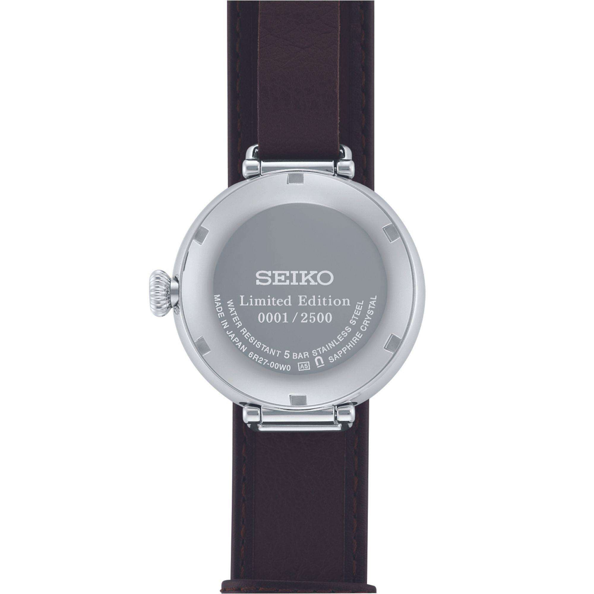 Seiko Presage Takumi 110th Anniversary "Laurel" White Dial Black Leather Strap Men's Watch SPB359J1
