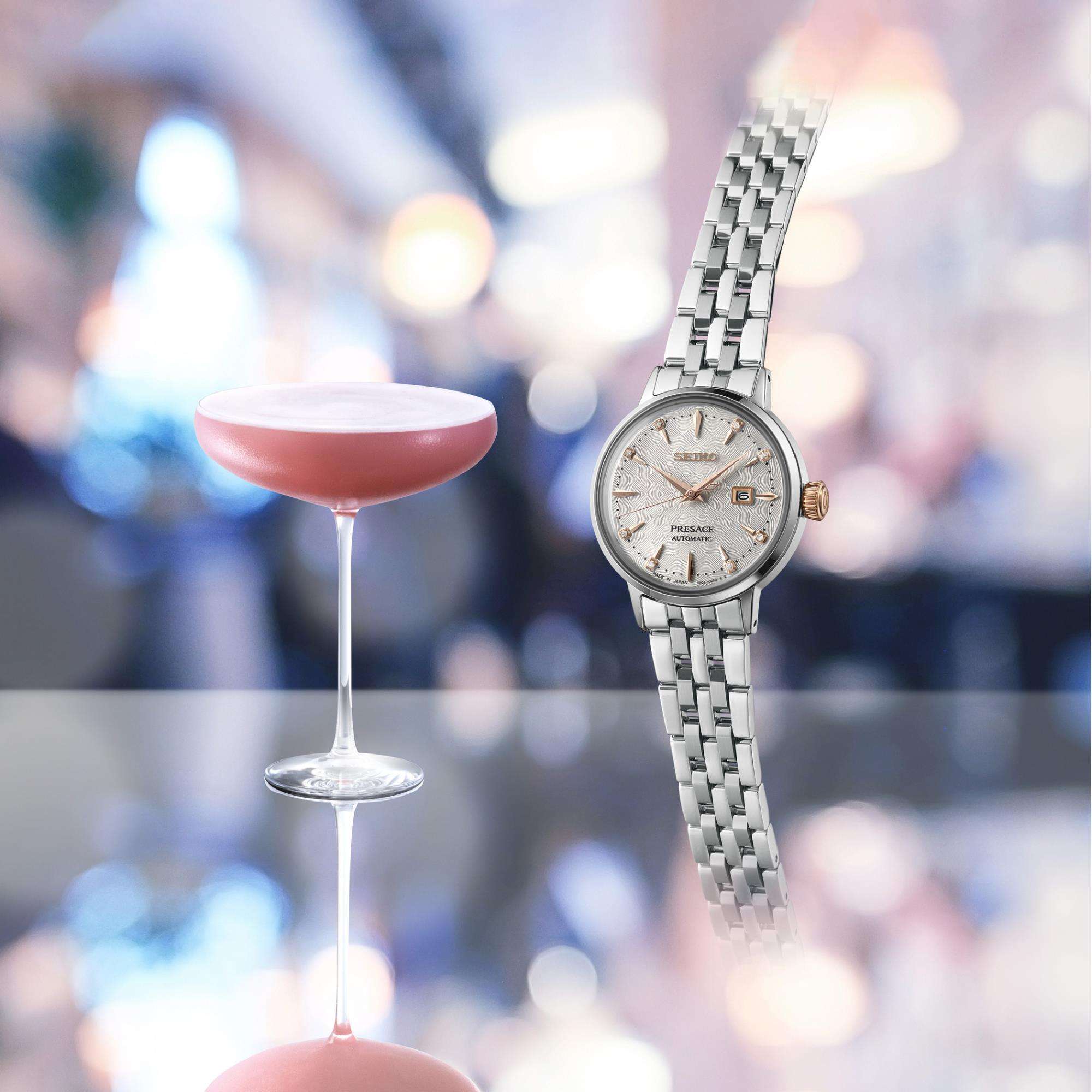 Seiko Presage Cocktail Time ‘Clover Club’ Diamond Twist Ladies Watch SRE009J1