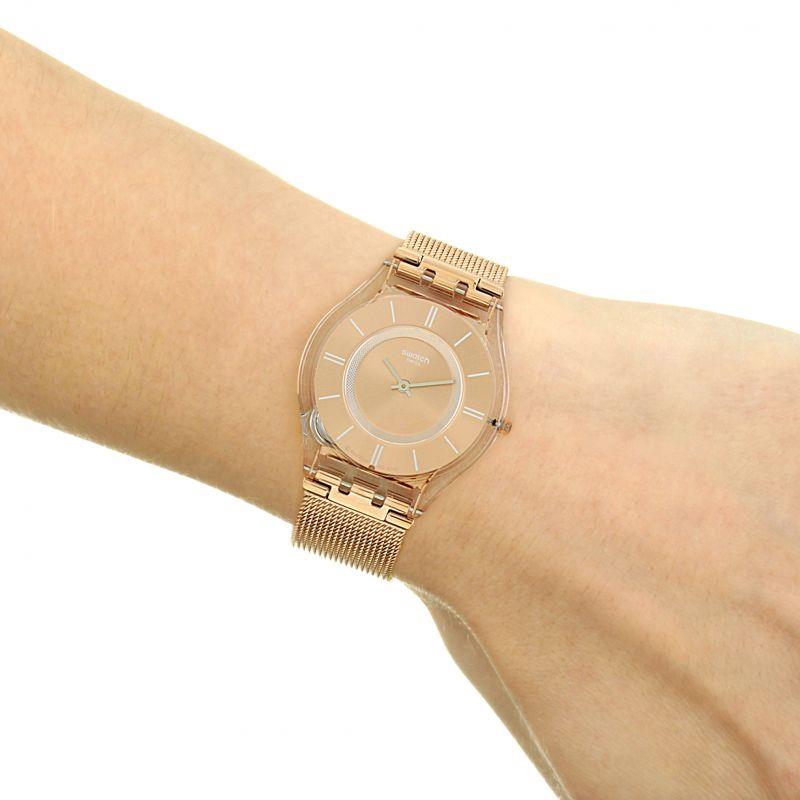 Hello Darling Skin Quartz Rose-Gold Dial Stainless Steel Bracelet Ladies Watch SFP115M