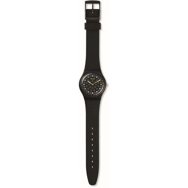 Swatch Sparkle Night Black Dial Black Rubber Strap Watch SO31B102