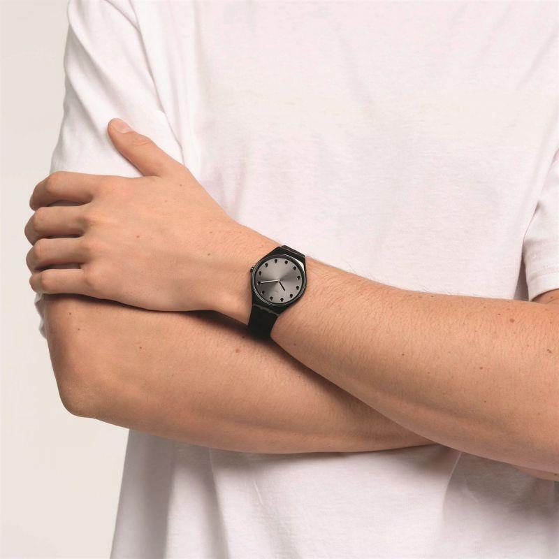 Dark Spark Skin Irony Black Dial Black Leather Strap Ladies Watch SYXB106