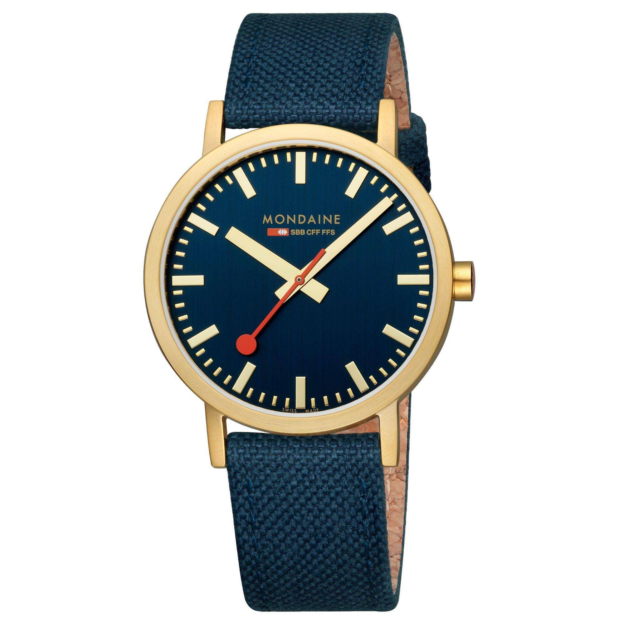 Mondaine Classic Deep Ocean Blue Gold Case Unisex Watch A660.30360.40SBQ