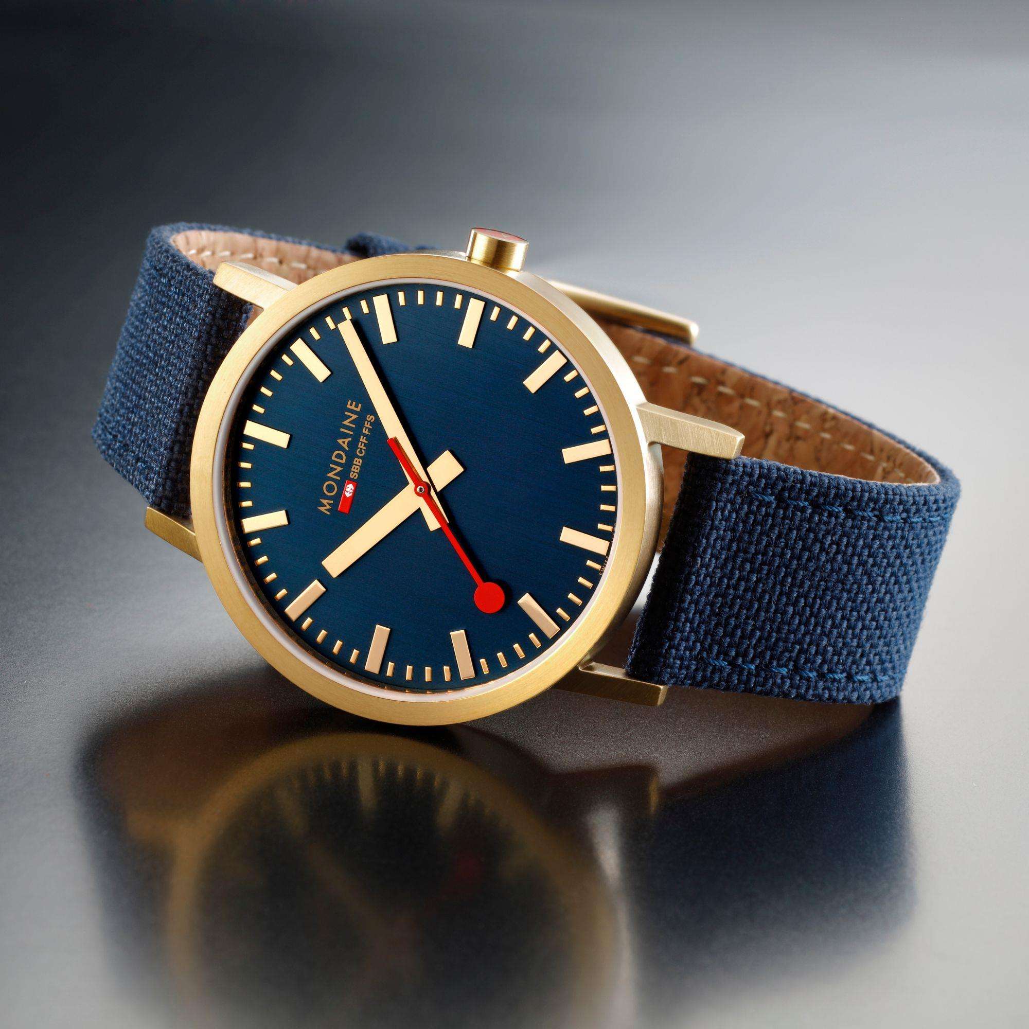 Mondaine Classic Deep Ocean Blue Gold Case Unisex Watch A660.30360.40SBQ