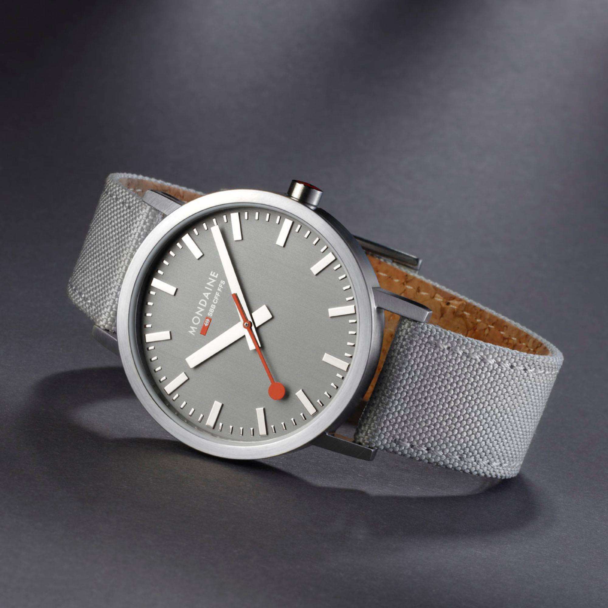 Mondaine Classic Quartz Good Grey Classic Dial Textile Strap Unisex Watch A660.30360.80SBH