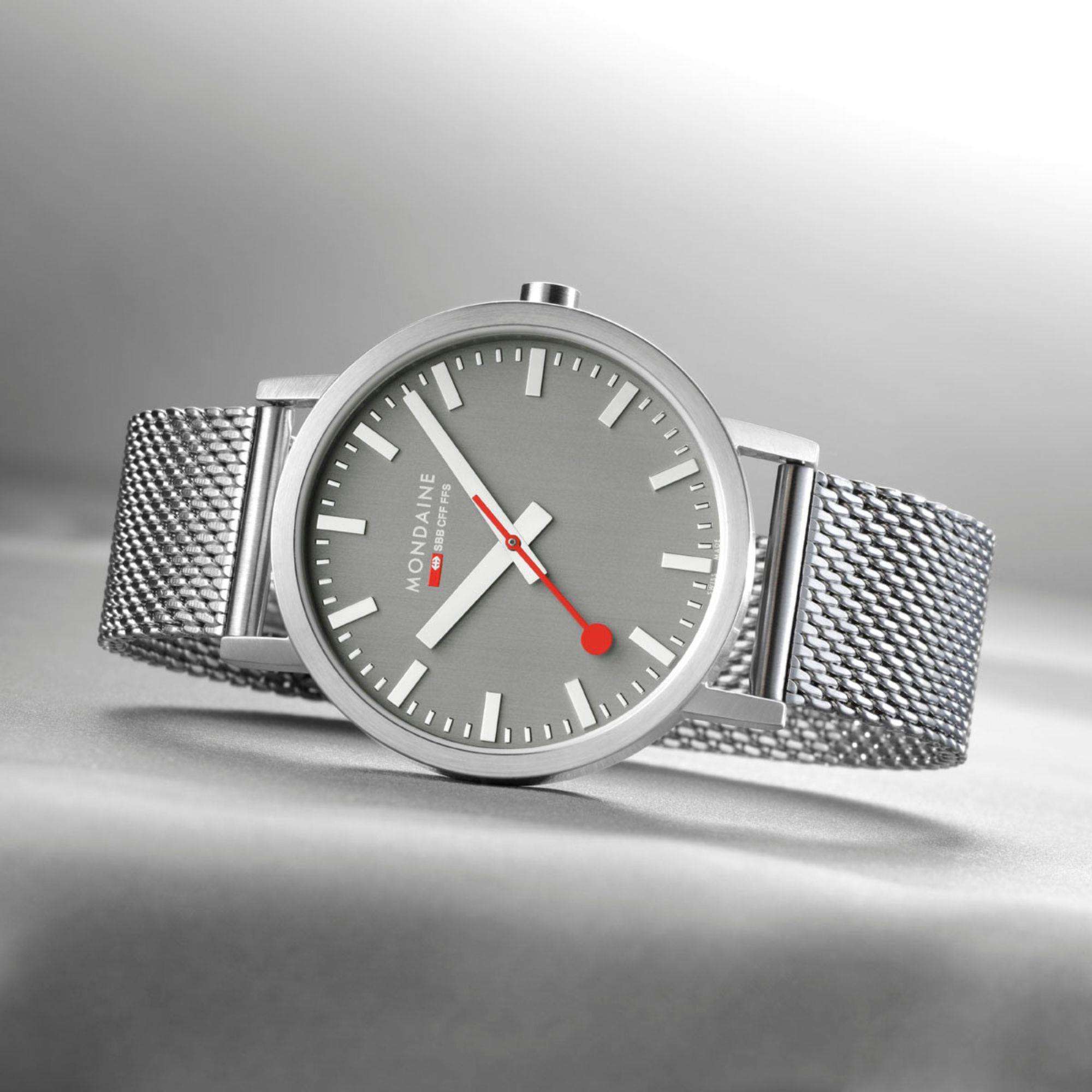 Mondaine Classic Grey Dial Steel Mesh Bracelet Unisex Watch A660.30360.80SBJ