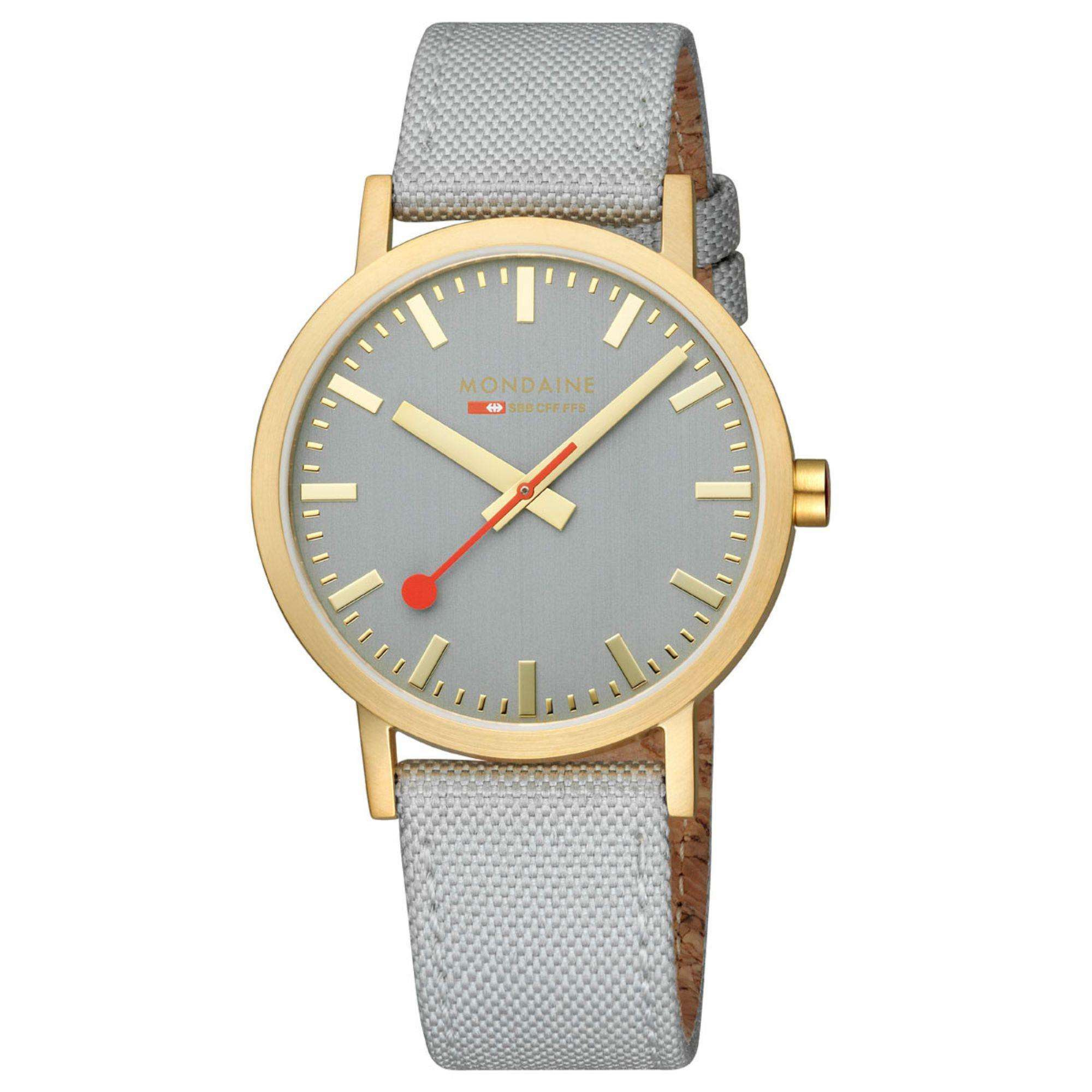 Mondaine Classic Quartz Grey Dial Textile Strap Unisex Watch A660.30360.80SBU