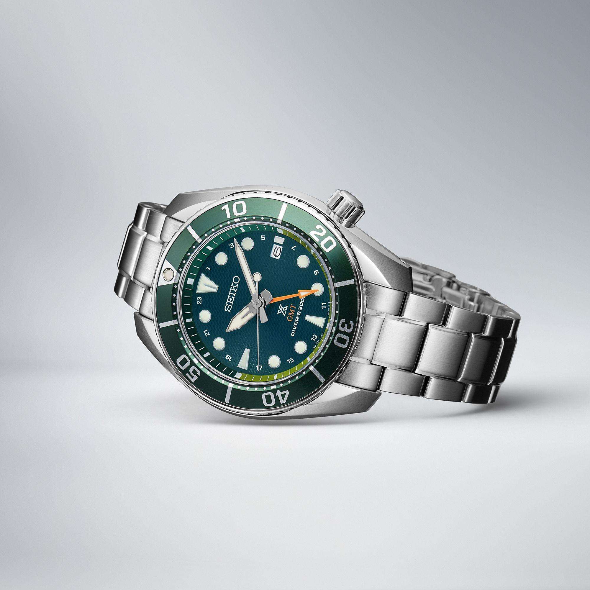 Seiko Prospex Aqua Sumo GMT Green Dial Steel Bracelet Men's Watch SFK003J1