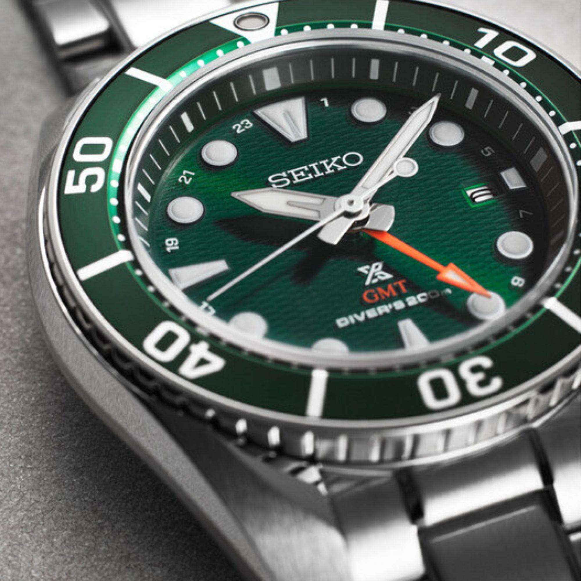 Seiko Prospex Aqua Sumo GMT Green Dial Steel Bracelet Men's Watch SFK003J1