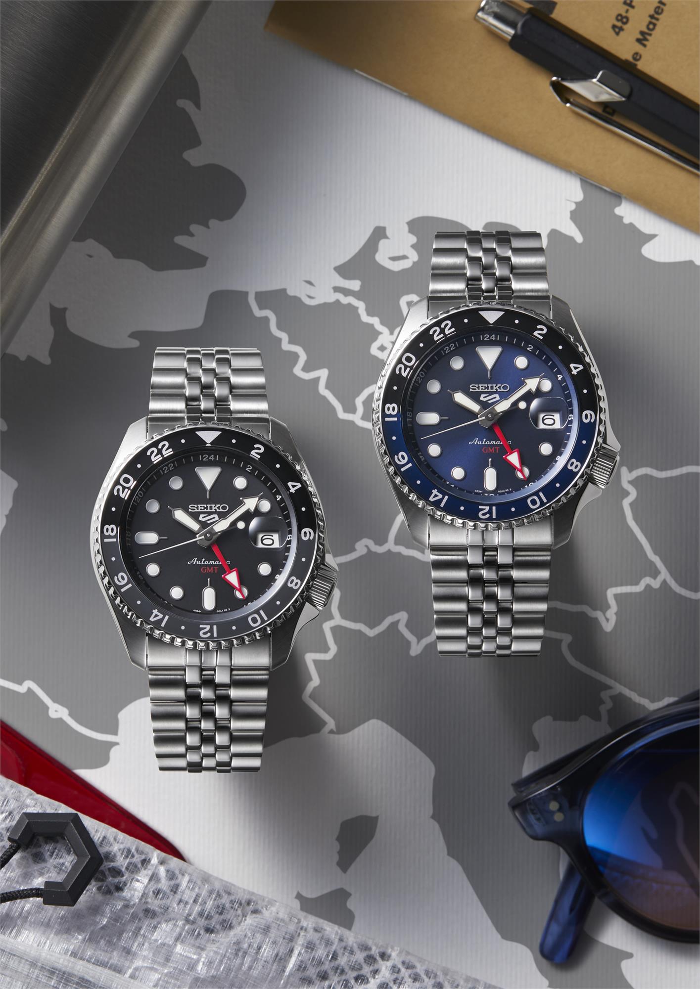 Seiko 5 Sports 'Black Grape' GMT SKX Re-Interpretation Black Dial Men's Watch SSK001K1
