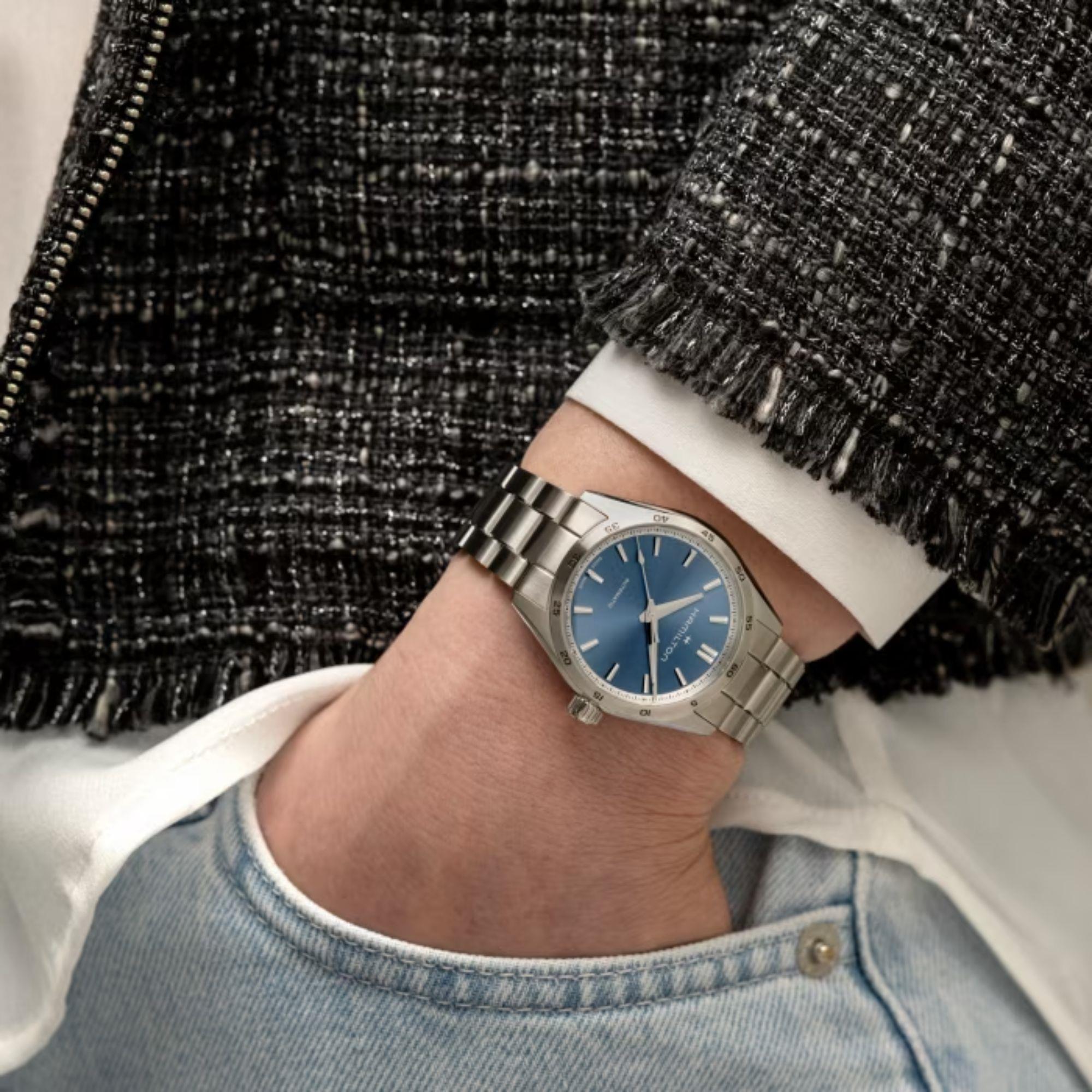Hamilton Jazzmaster 34mm Blue Dial Steel Ladies Automatic Watch H36105140