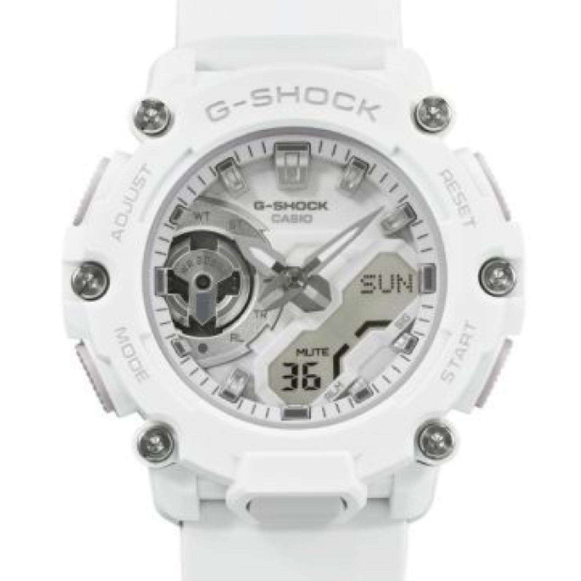 Casio G-Shock S2200 Monochrome Colour Series White Dial White Rubber Men's Watch GMA-S2200M-7AER