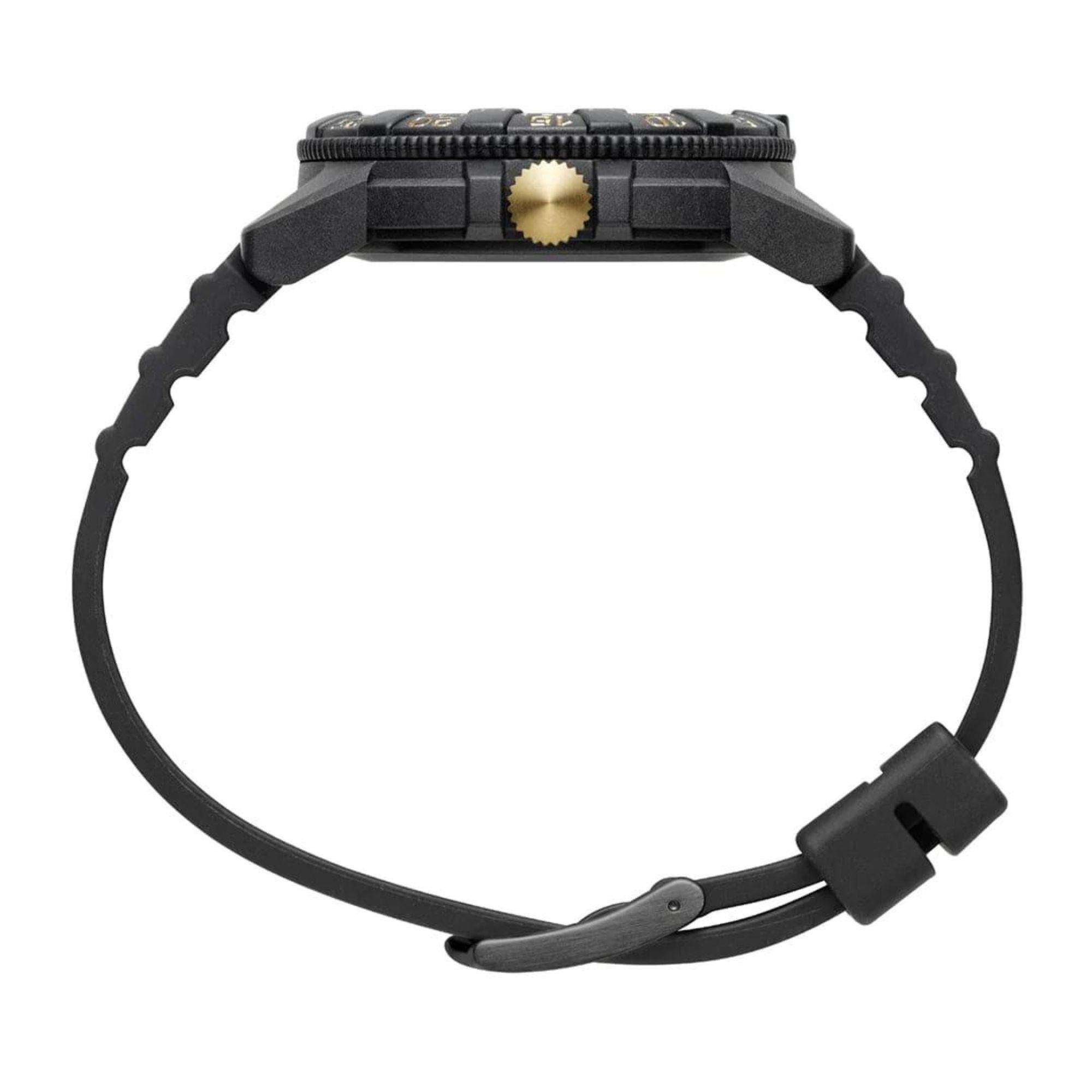 Luminox Leatherback Sea Turtle Giant Series Gold Dial Black PU Strap Men's Watch XS.0325.GP
