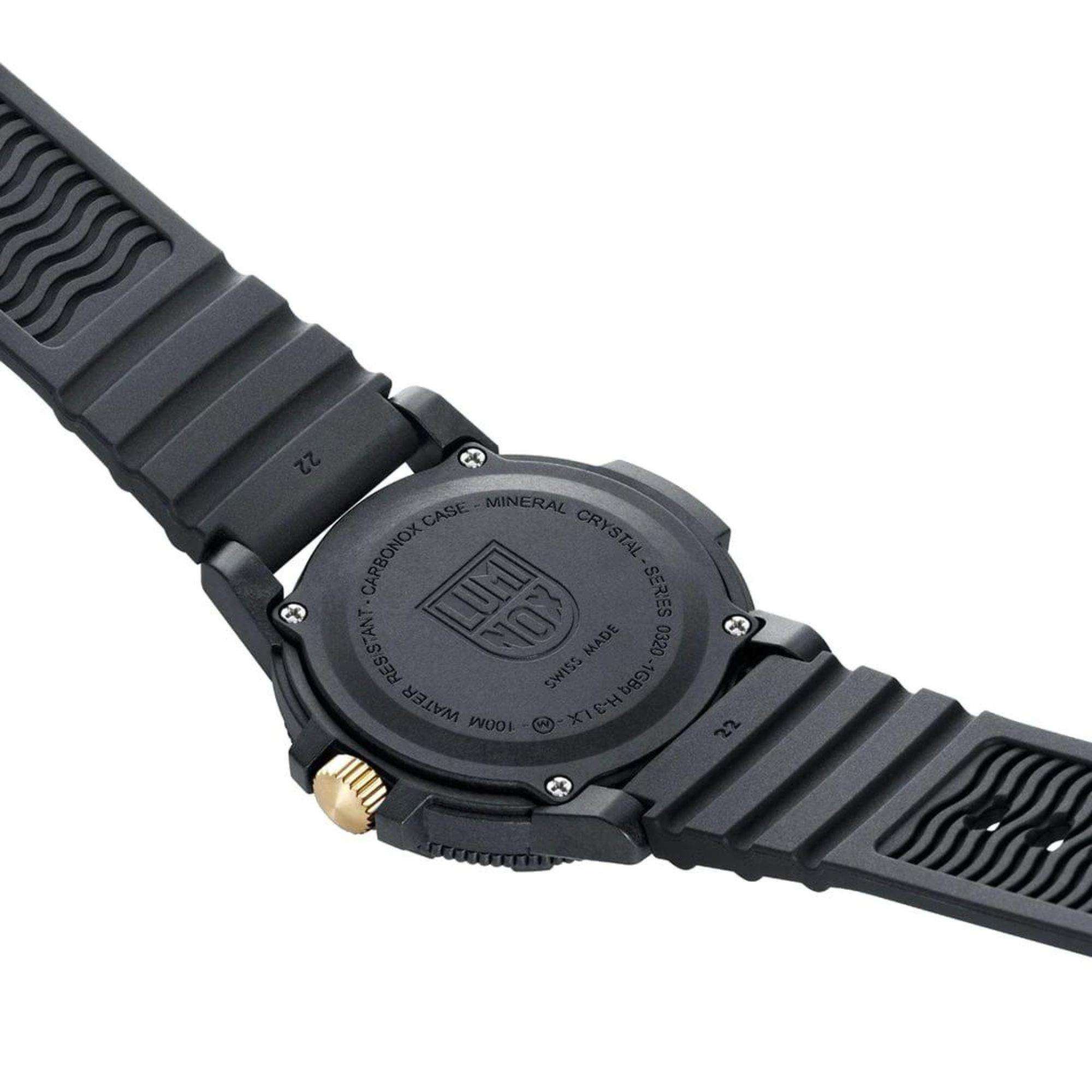 Luminox Leatherback Sea Turtle Giant Series Gold Dial Black PU Strap Men's Watch XS.0325.GP