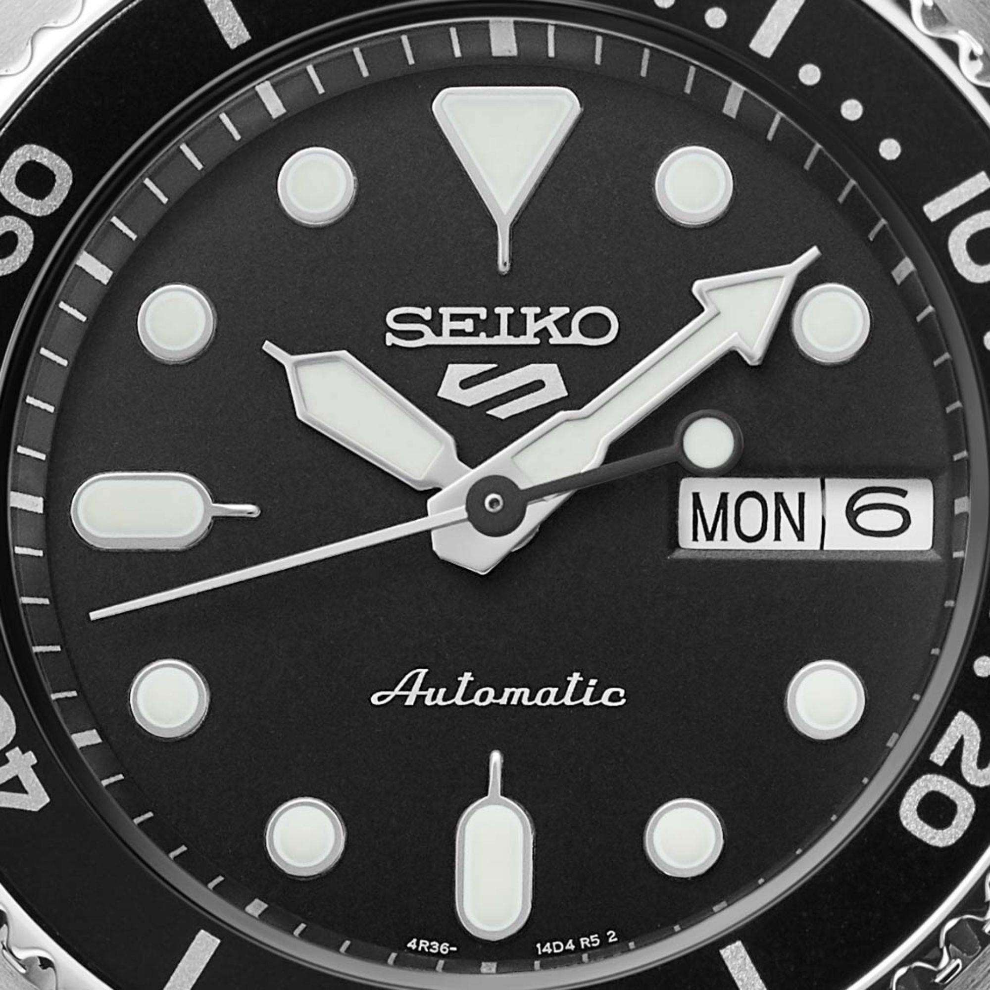 Seiko 5 Sports SKX "Midi" Black Dial Steel Bracelet Watch SRPK29K1