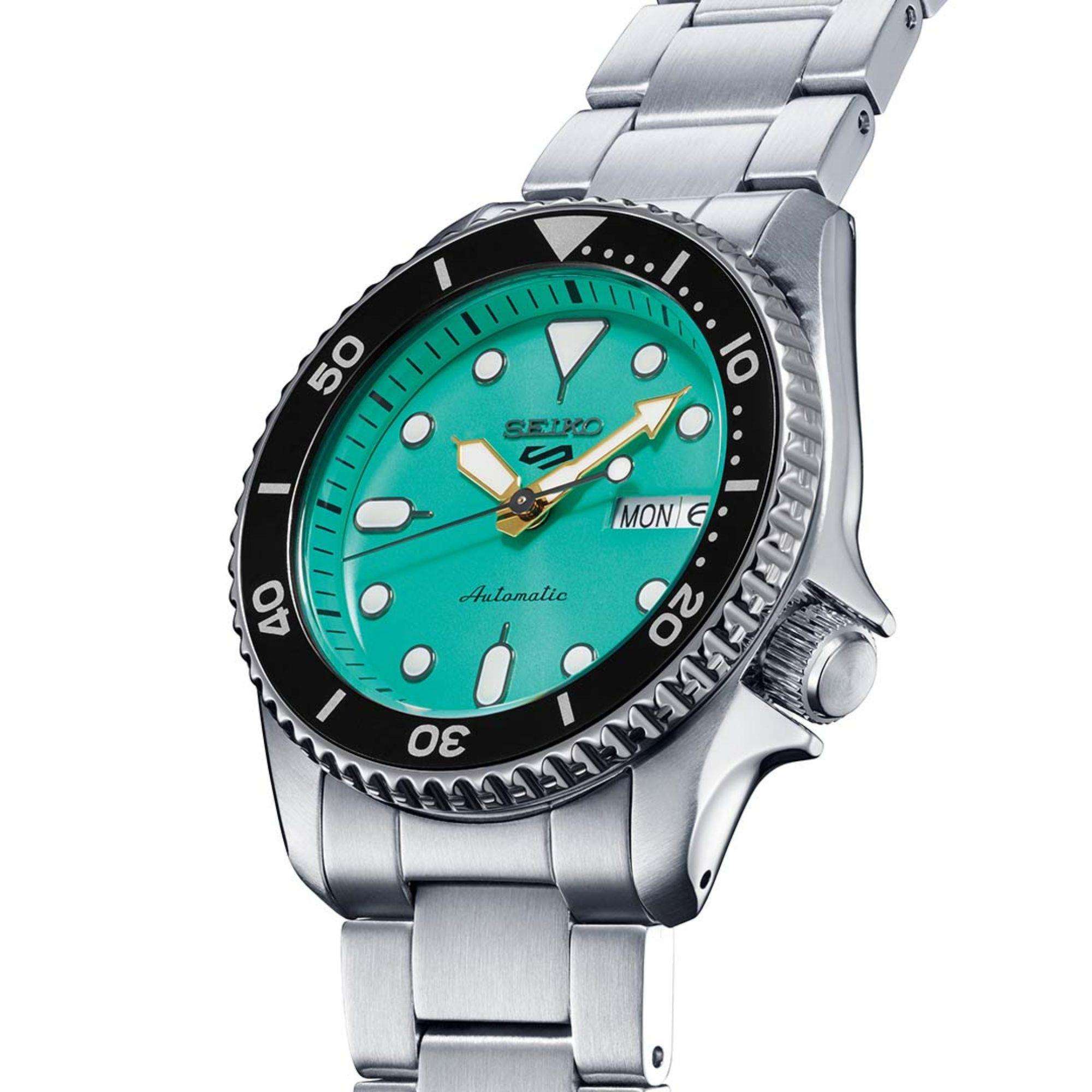 Seiko 5 Sports SKX "Midi" Reissue Teal Dial Steel Bracelet Mens Watch SRPK33K1