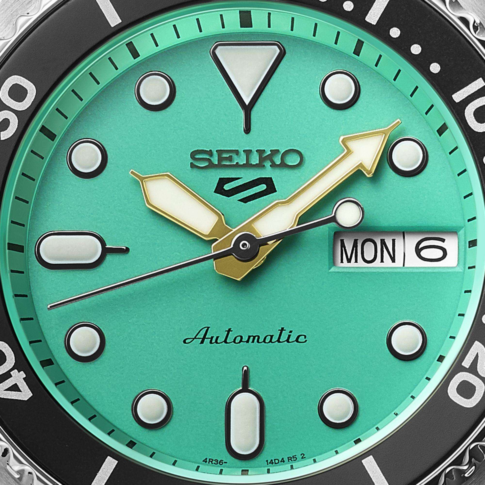 Seiko 5 Sports SKX "Midi" Reissue Teal Dial Steel Bracelet Mens Watch SRPK33K1