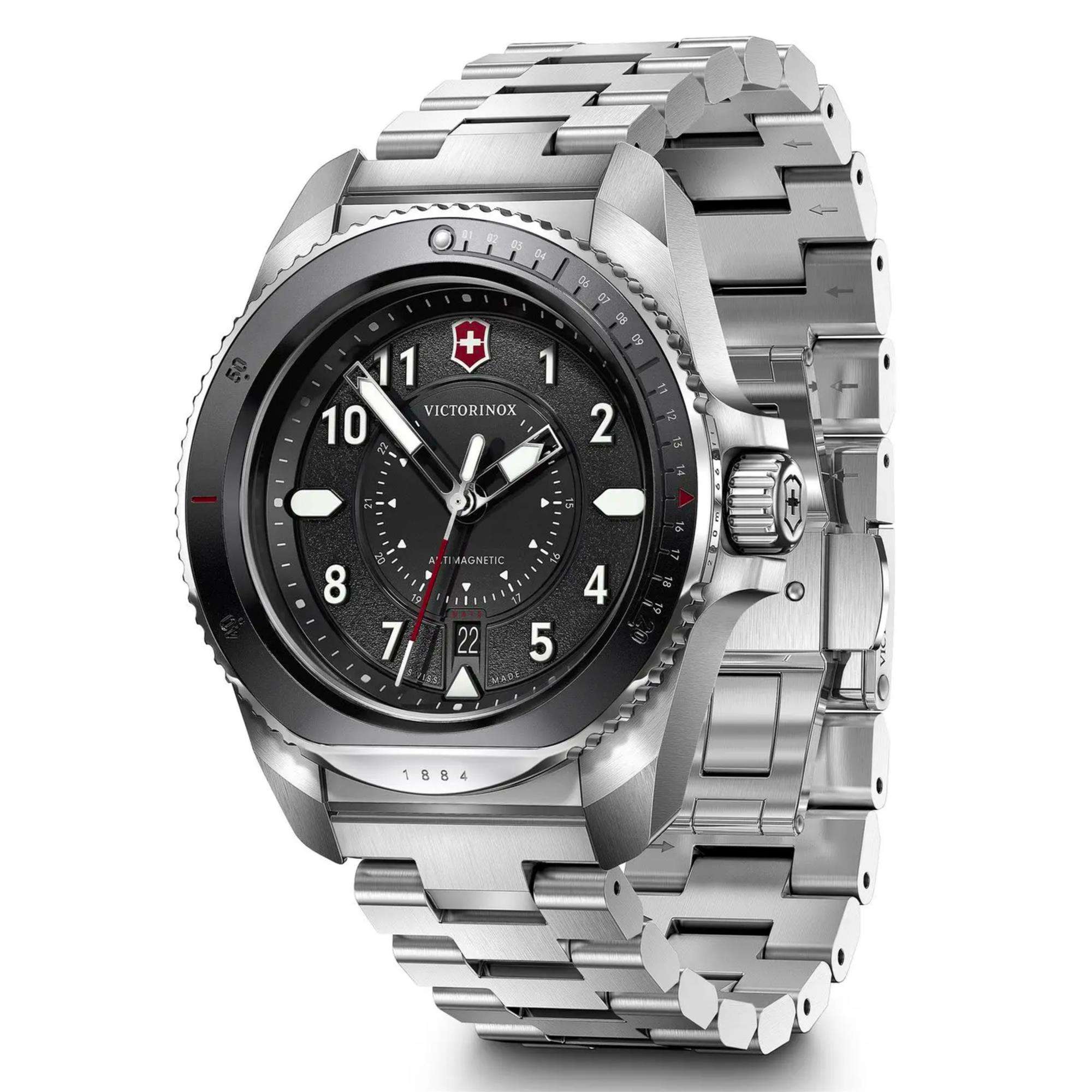 Victorinox Swiss Army Journey 1884 Black Dial Steel Strap Men's Watch 242009