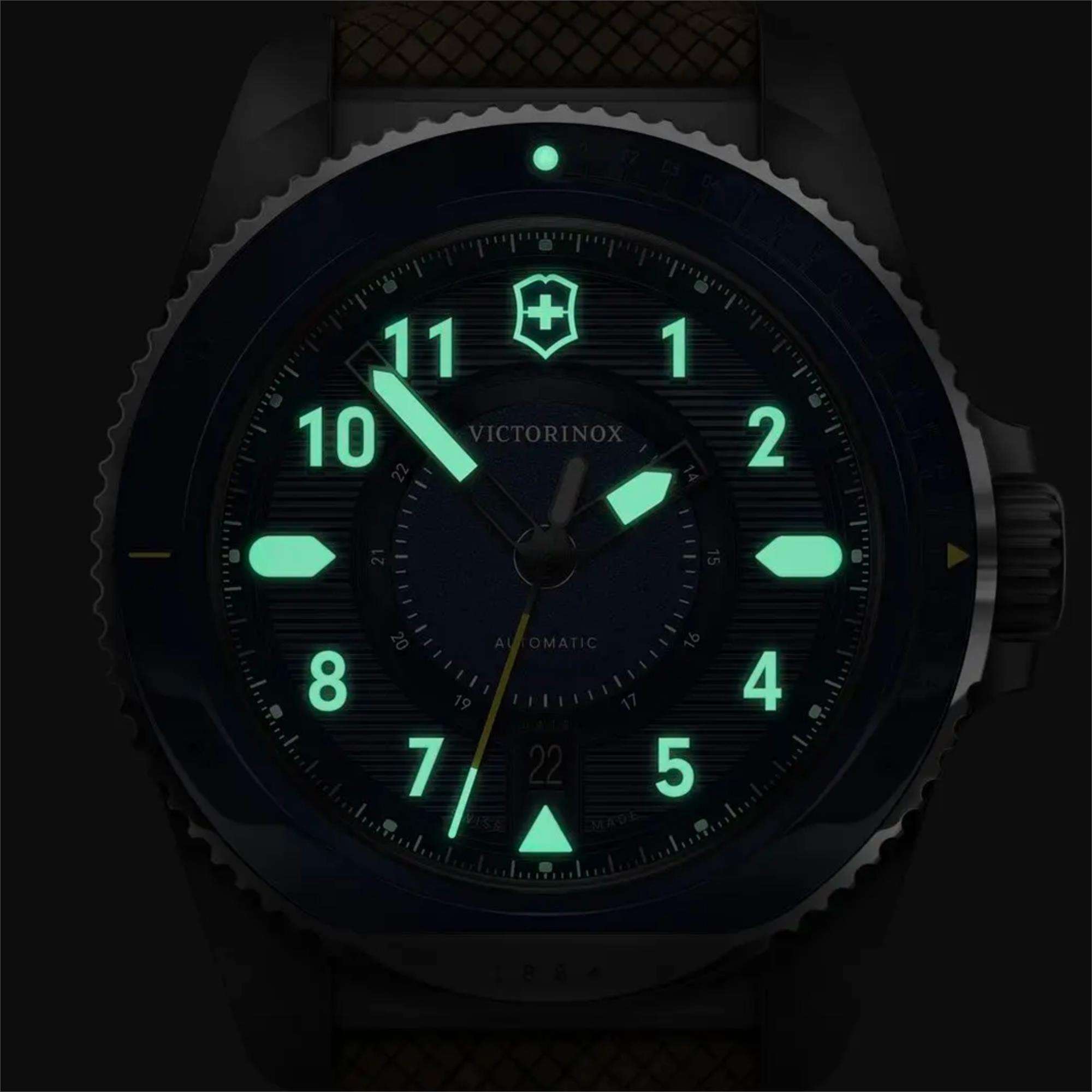 Victorinox Journey 1884 Automatic Blue Dial Wood Strap Men's Watch Set 241980.1