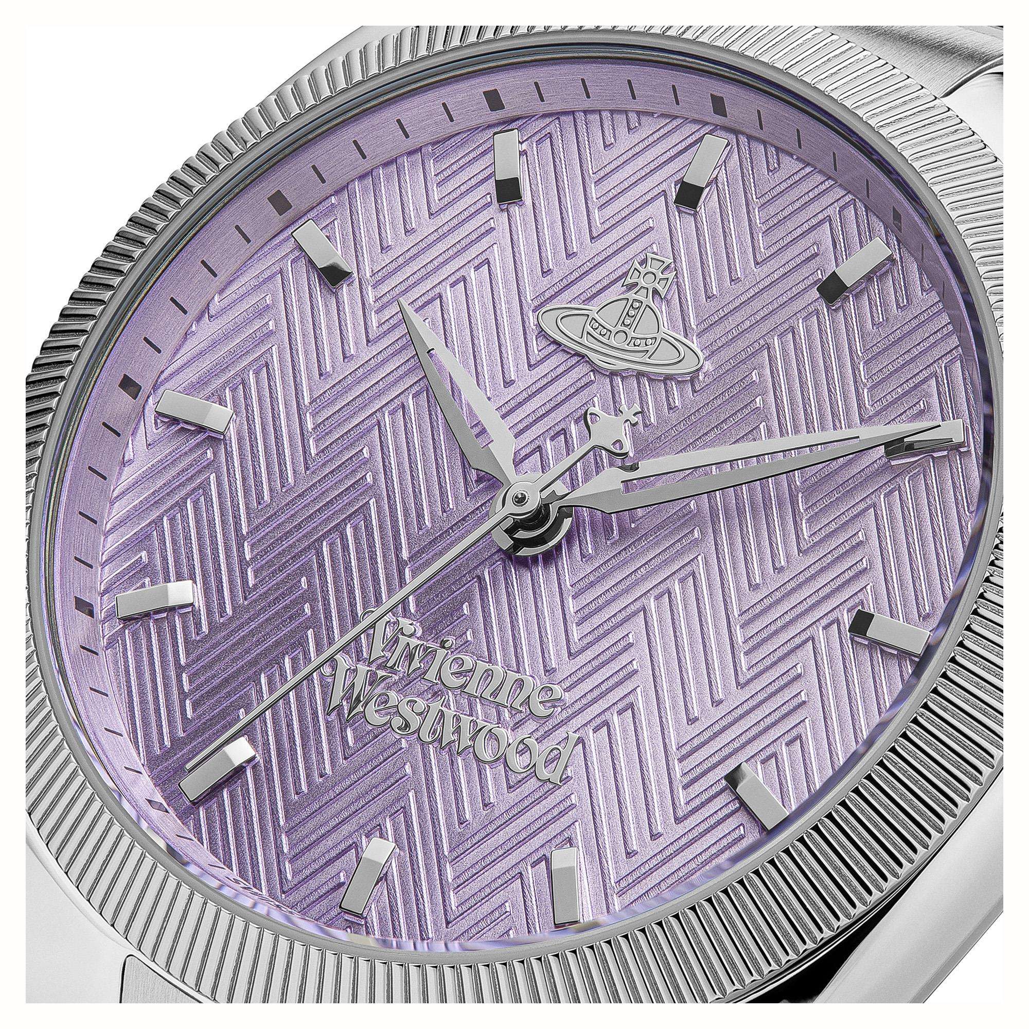 Vivienne Westwood The Mews Purple Dial Stainless Steel Bracelet Ladies Watch VV281PPSL