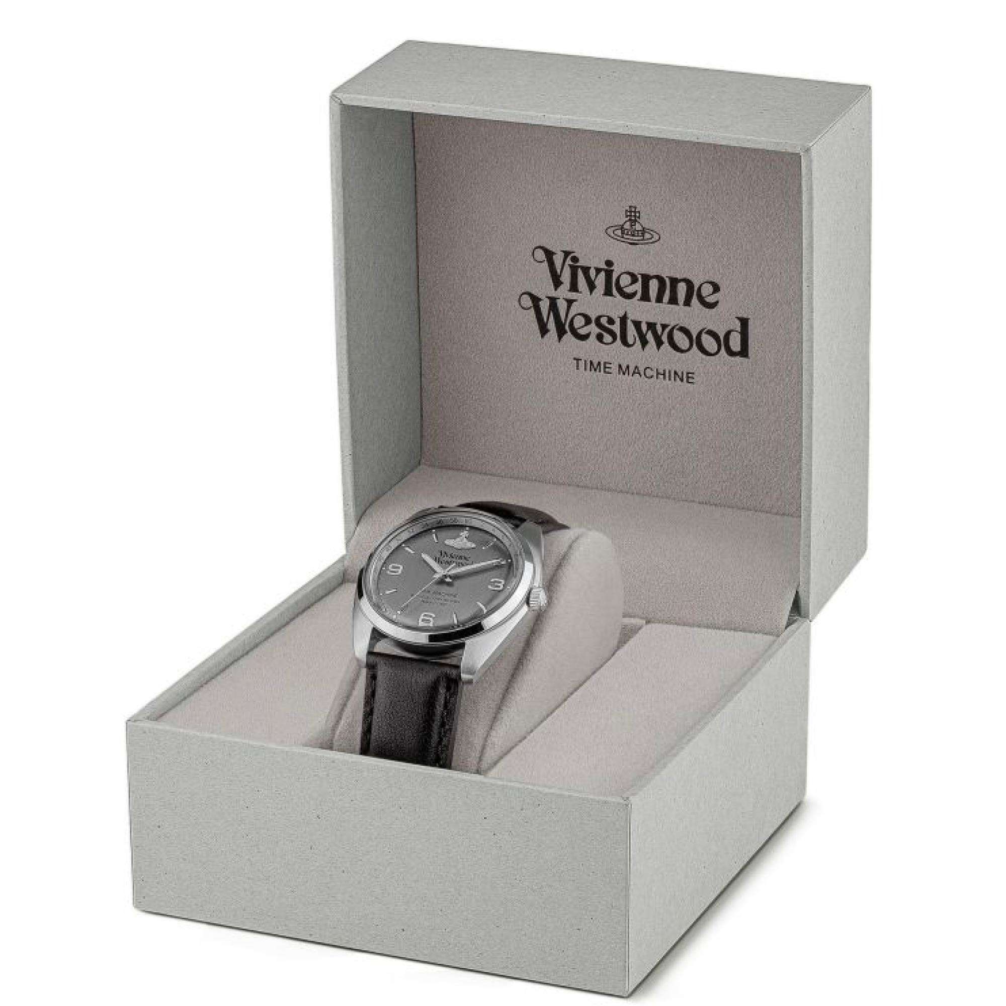 Vivienne Westwood Pennington Grey Dial Black Leather Strap Watch VV274CGBK
