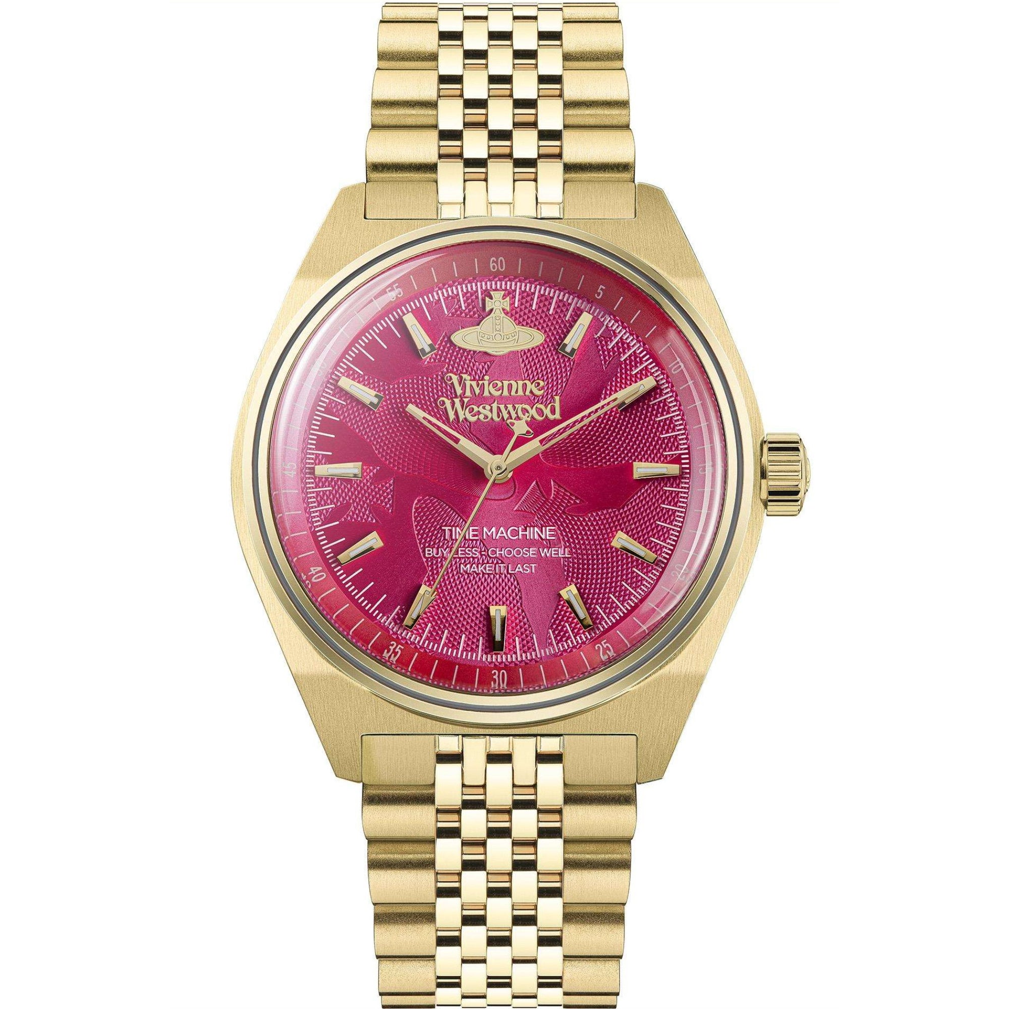 Vivienne Westwood Lady Sydenham Pink Dial Gold PVD Stainless Steel Bracelet Ladies Watch VV251RRGD