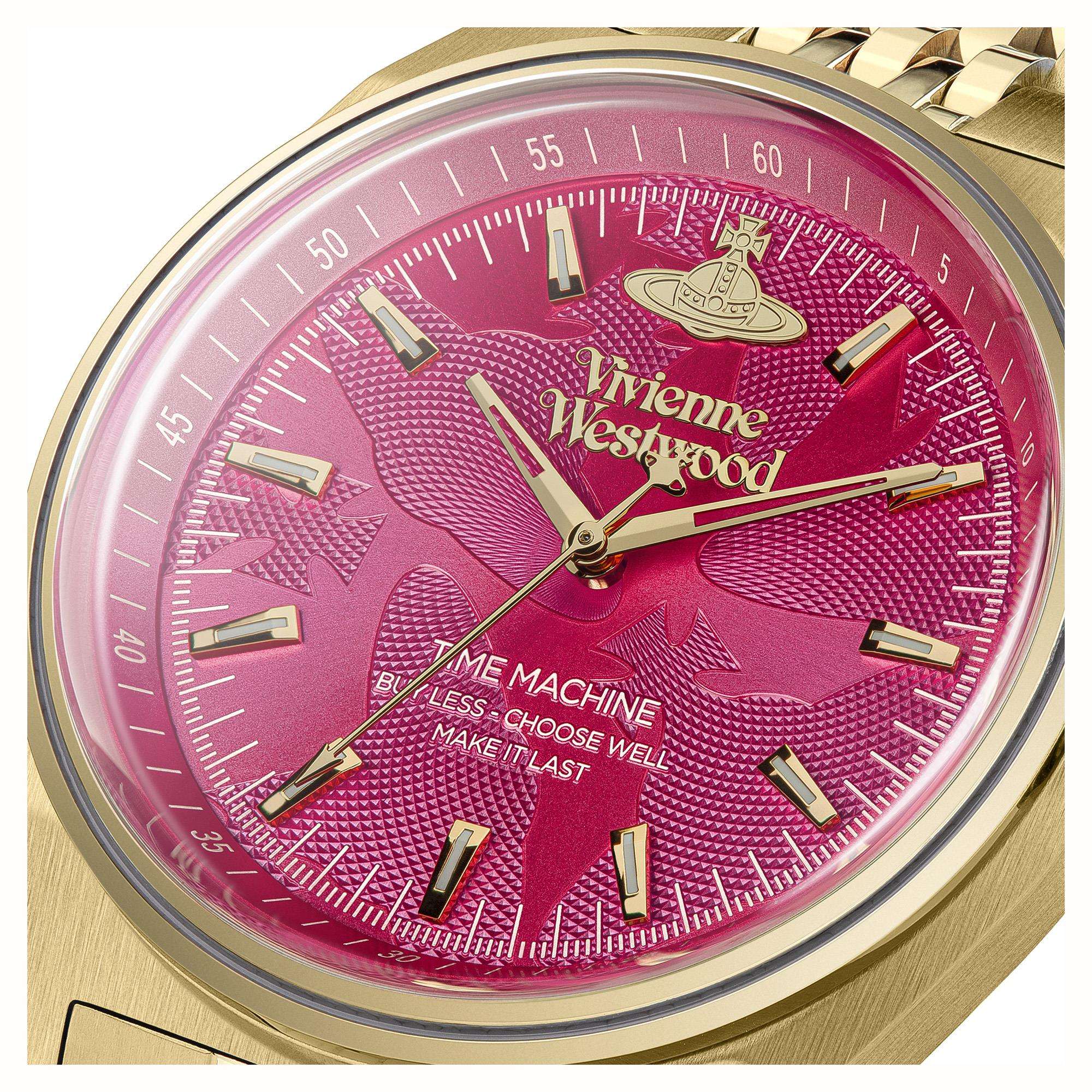Vivienne Westwood Lady Sydenham Pink Dial Gold PVD Stainless Steel Bracelet Ladies Watch VV251RRGD