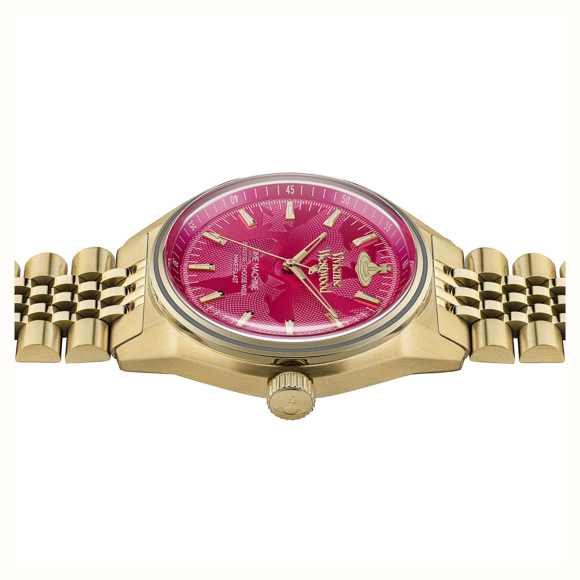 Vivienne Westwood Lady Sydenham Pink Dial Gold PVD Stainless Steel Bracelet Ladies Watch VV251RRGD