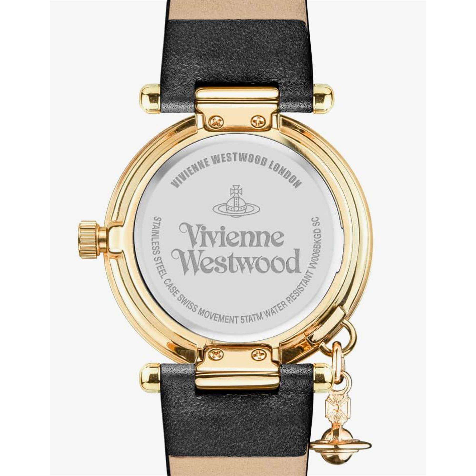 Vivienne Westwood Orb II Black Dial Leather Strap Women's Watch VV006BKGD