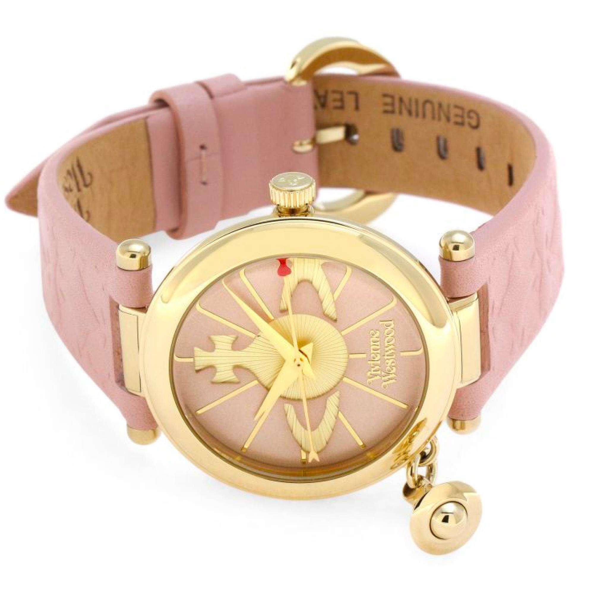 Vivienne Westwood Orb II Pink Dial Leather Strap Women's Watch VV006PKPK