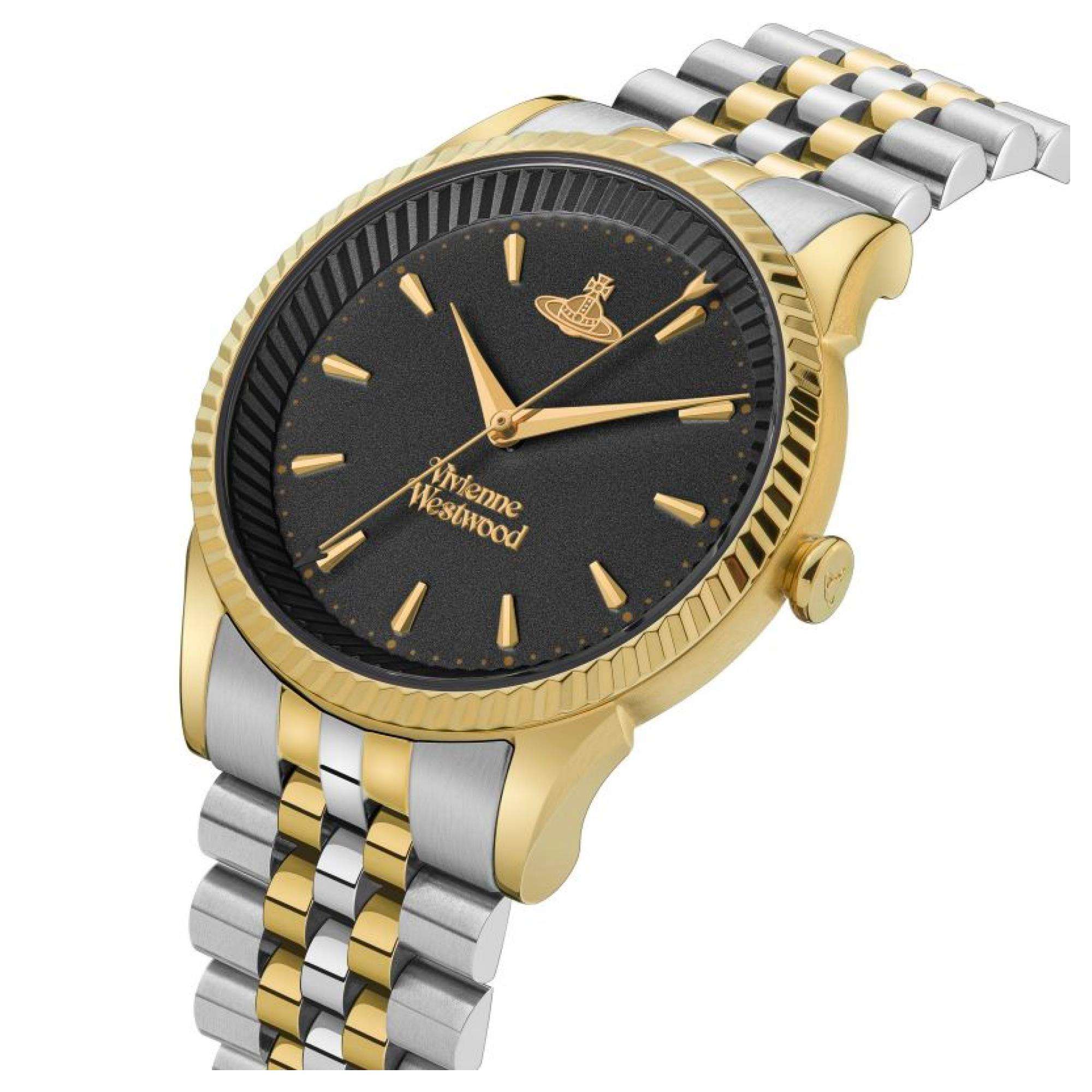 Vivienne Westwood Seymour Quartz Black Dial Two Tone Silver Gold Stainless Steel Ladies Watch VV240BKGS