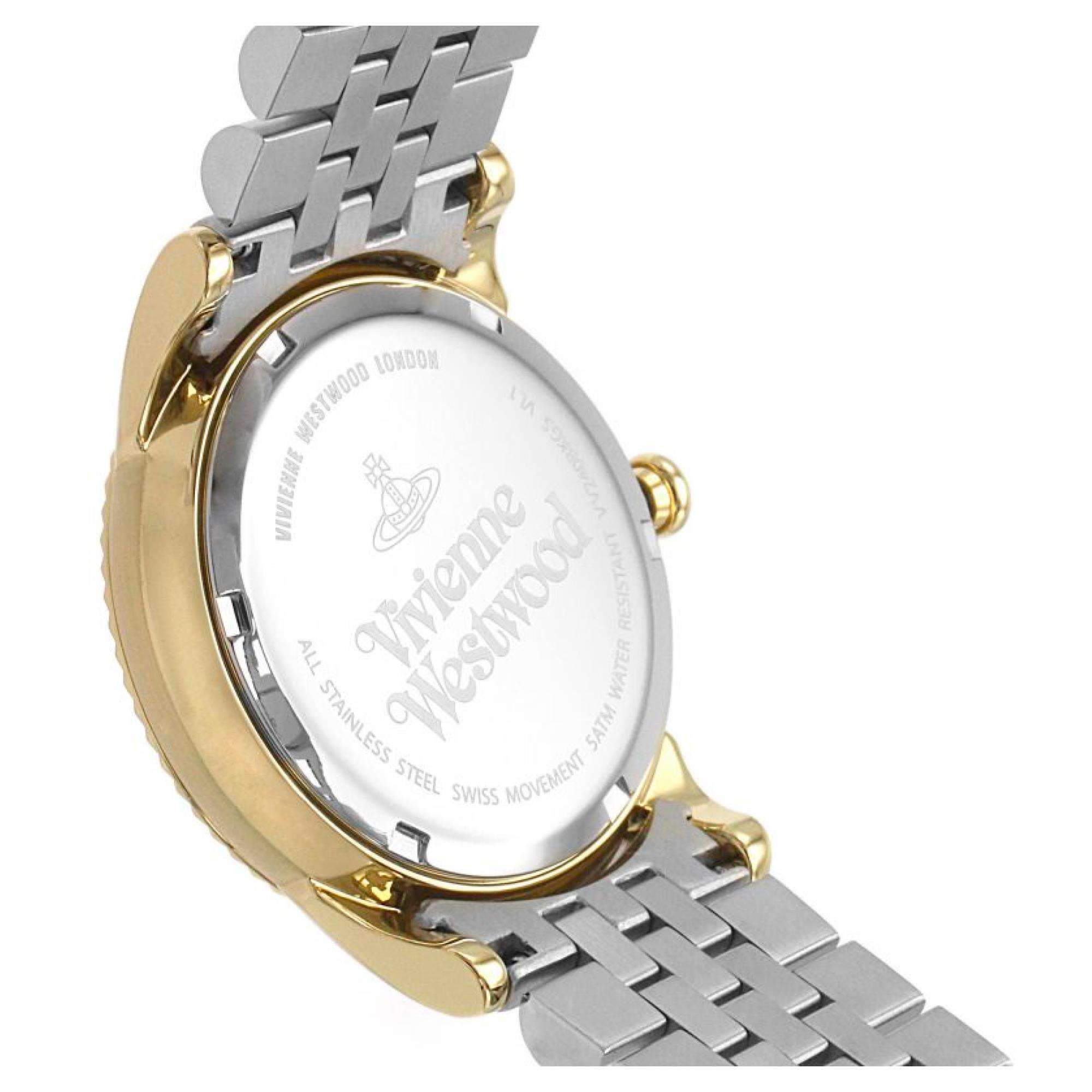 Vivienne Westwood Seymour Quartz Black Dial Two Tone Silver Gold Stainless Steel Ladies Watch VV240BKGS