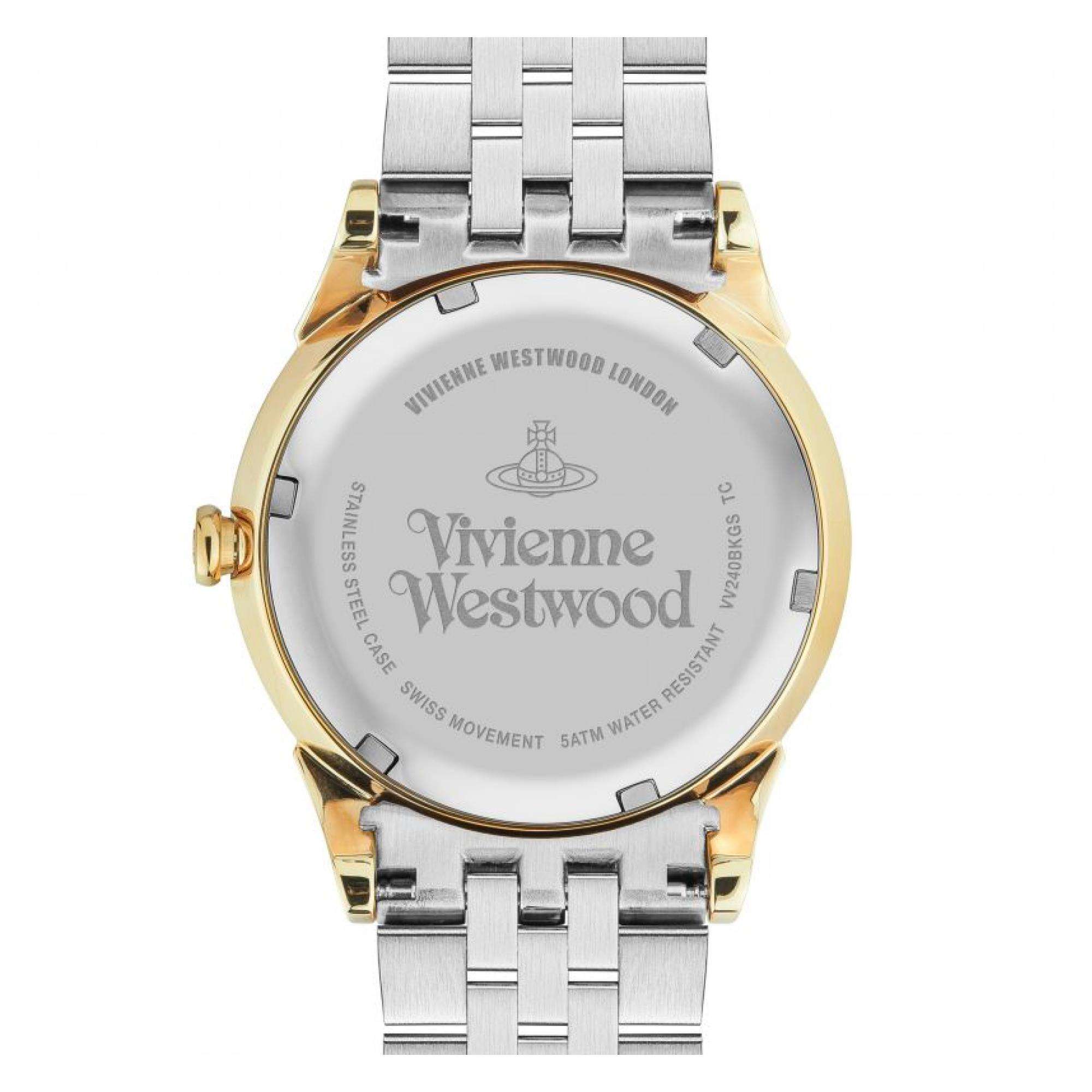 Vivienne Westwood Seymour Quartz Black Dial Two Tone Silver Gold Stainless Steel Ladies Watch VV240BKGS