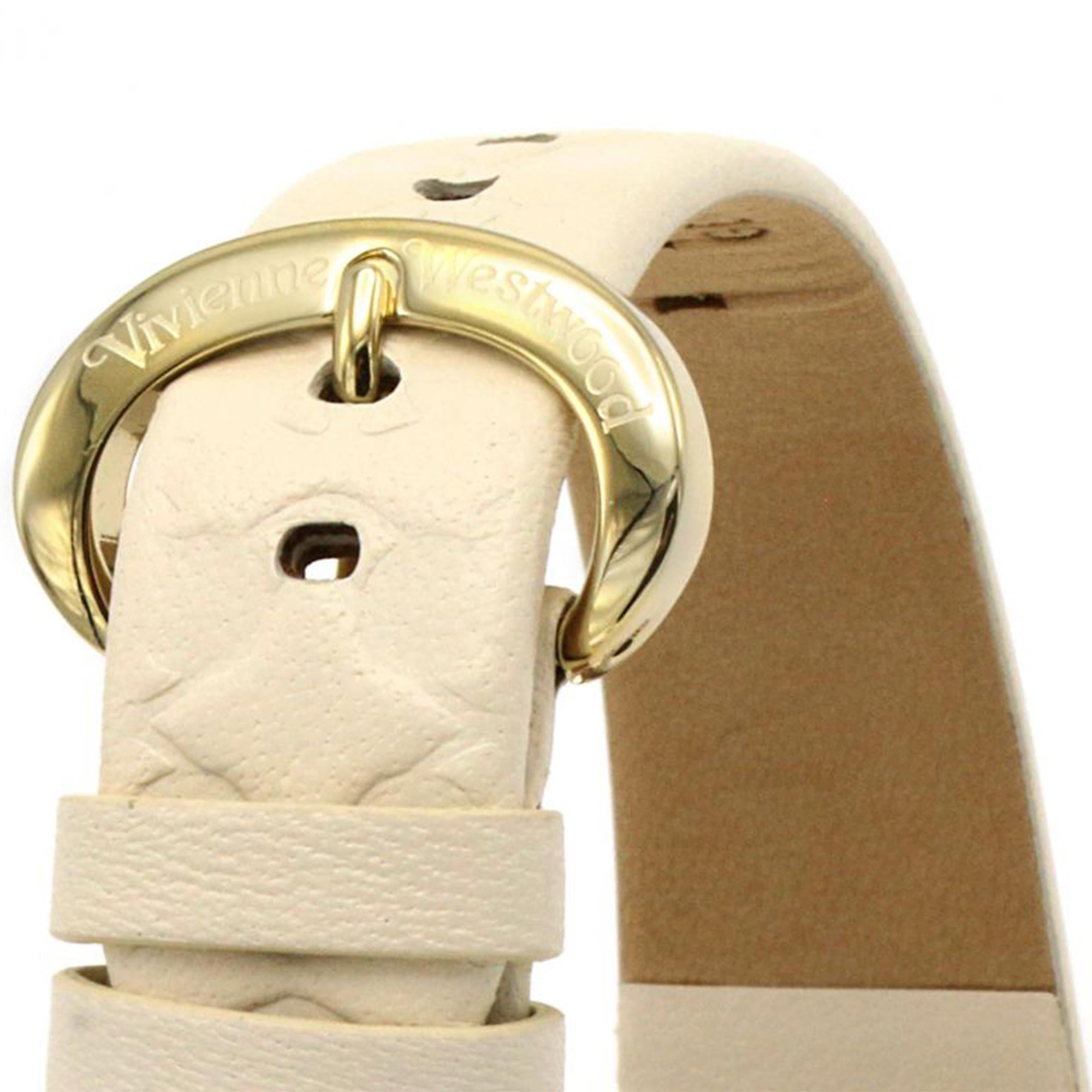 Vivienne Westwood Orb Quartz Cream Dial Leather Strap Ladies Watch VV006WHWH