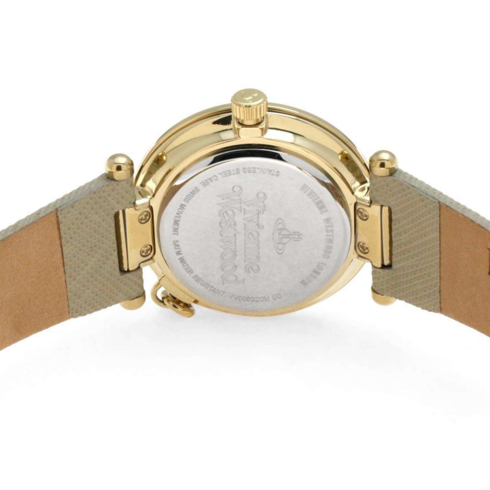 Vivienne Westwood Orb Pop Quartz Silver Dial Cream Leather Strap Ladies Watch VV006GDCM