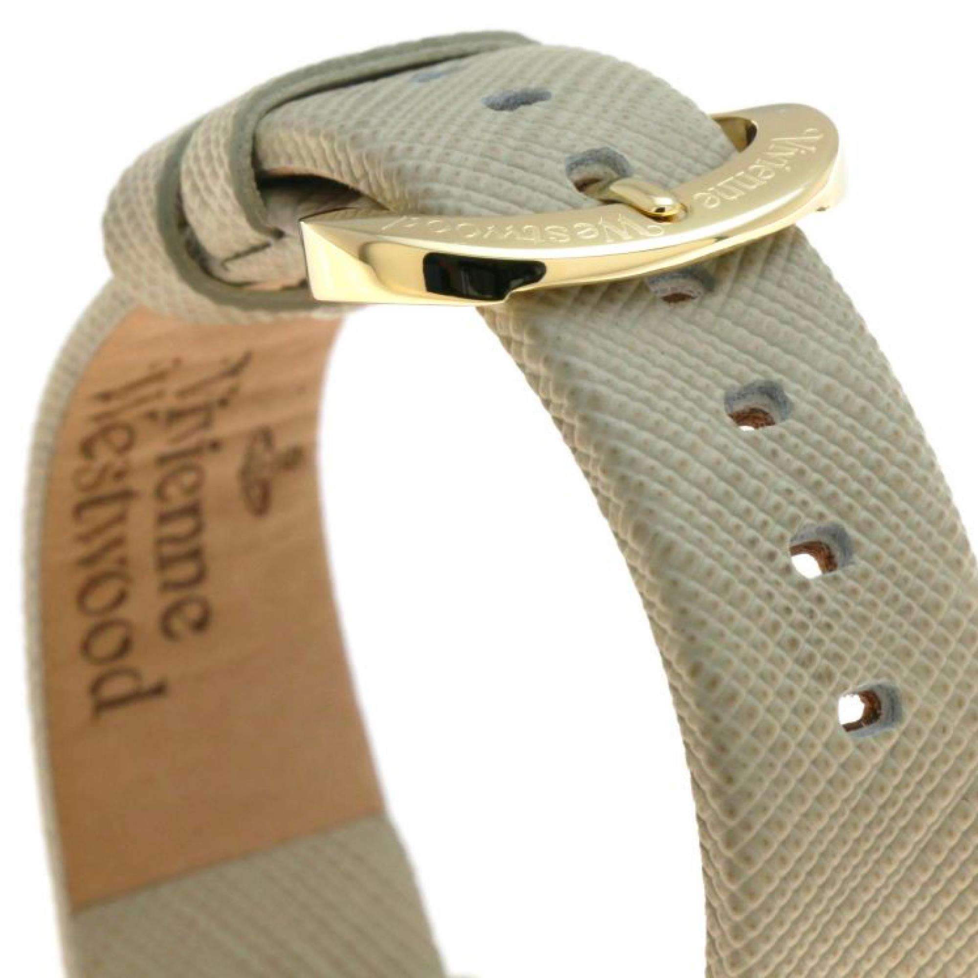 Vivienne Westwood Orb Pop Quartz Silver Dial Cream Leather Strap Ladies Watch VV006GDCM