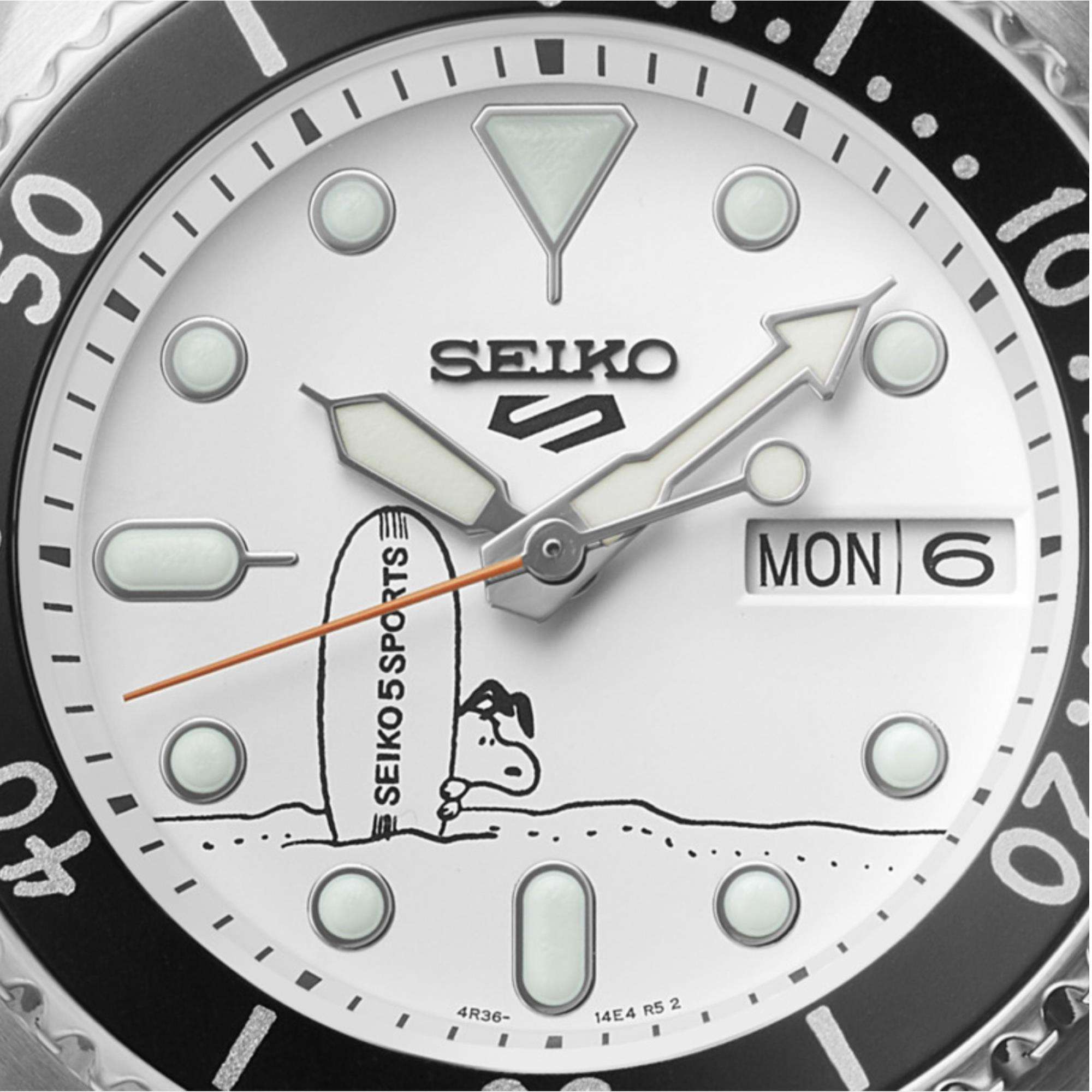 Seiko 5 Sports X Peanuts Surfboard Limited Edition Automatic White Dial Unisex Watch SRPK25K1