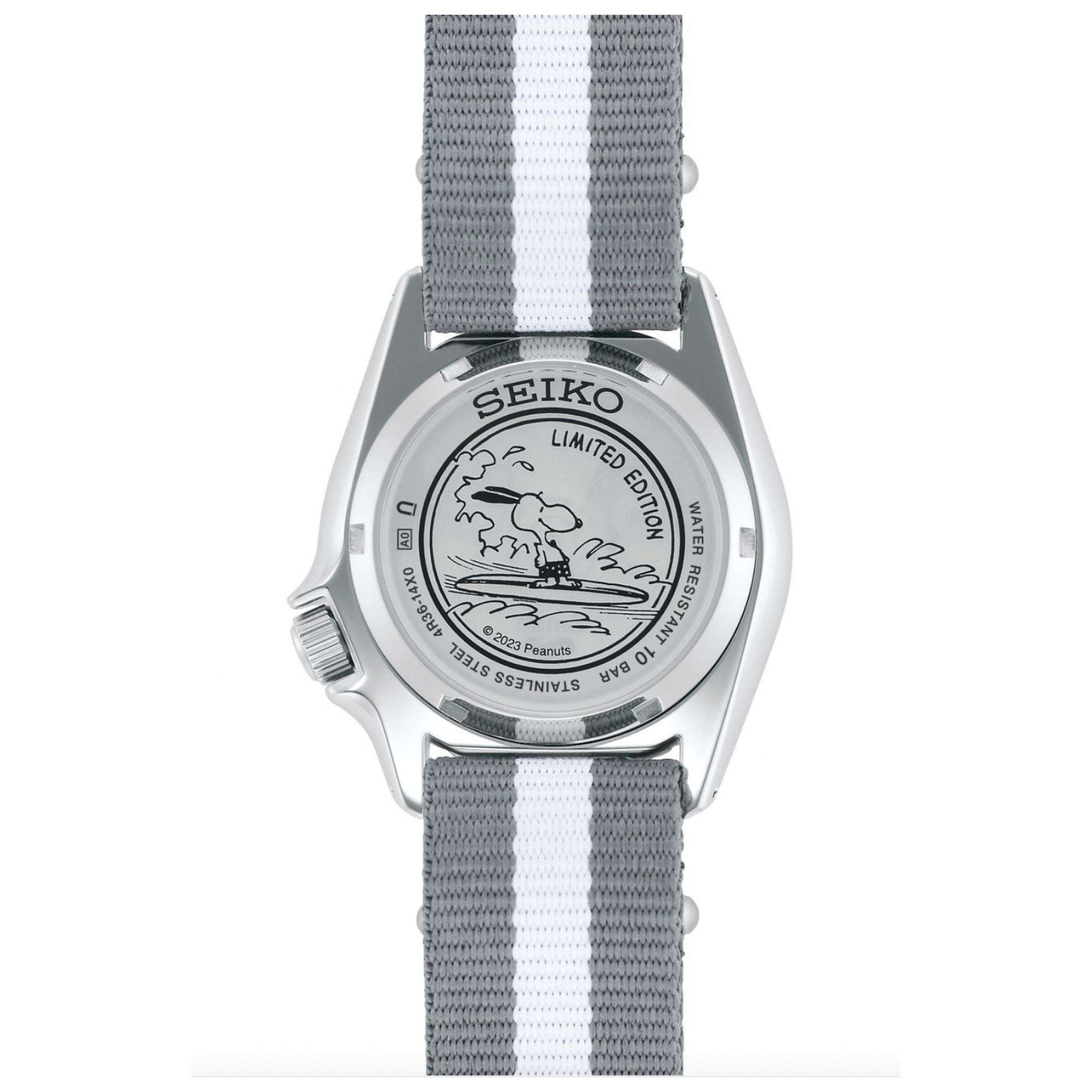 Seiko 5 Sports X Peanuts Surfboard Limited Edition Automatic White Dial Unisex Watch SRPK25K1
