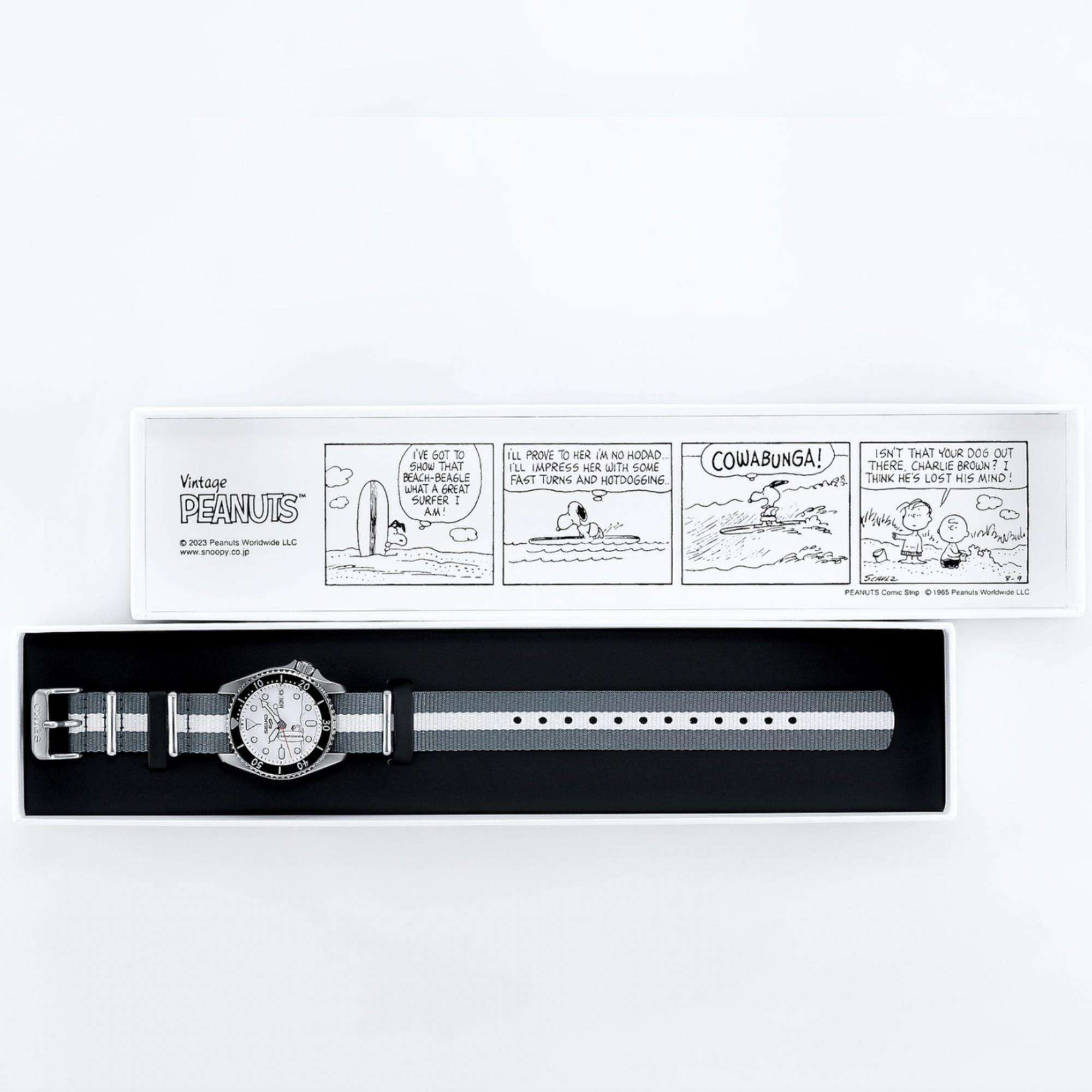 Seiko 5 Sports X Peanuts Surfboard Limited Edition Automatic White Dial Unisex Watch SRPK25K1